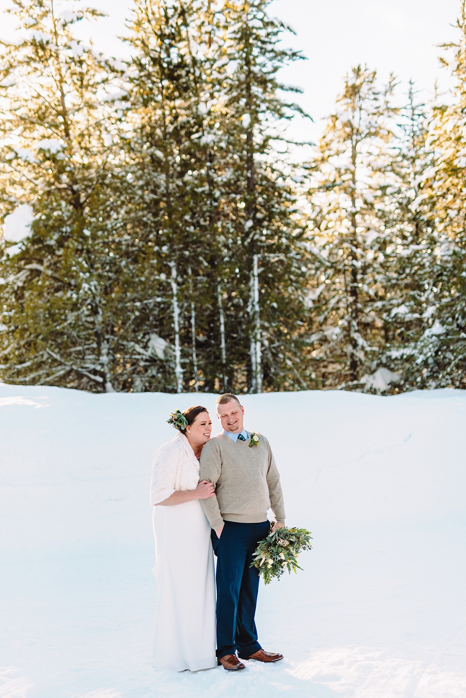 bride and groom island park winter outdoor wedding romantic traditional
