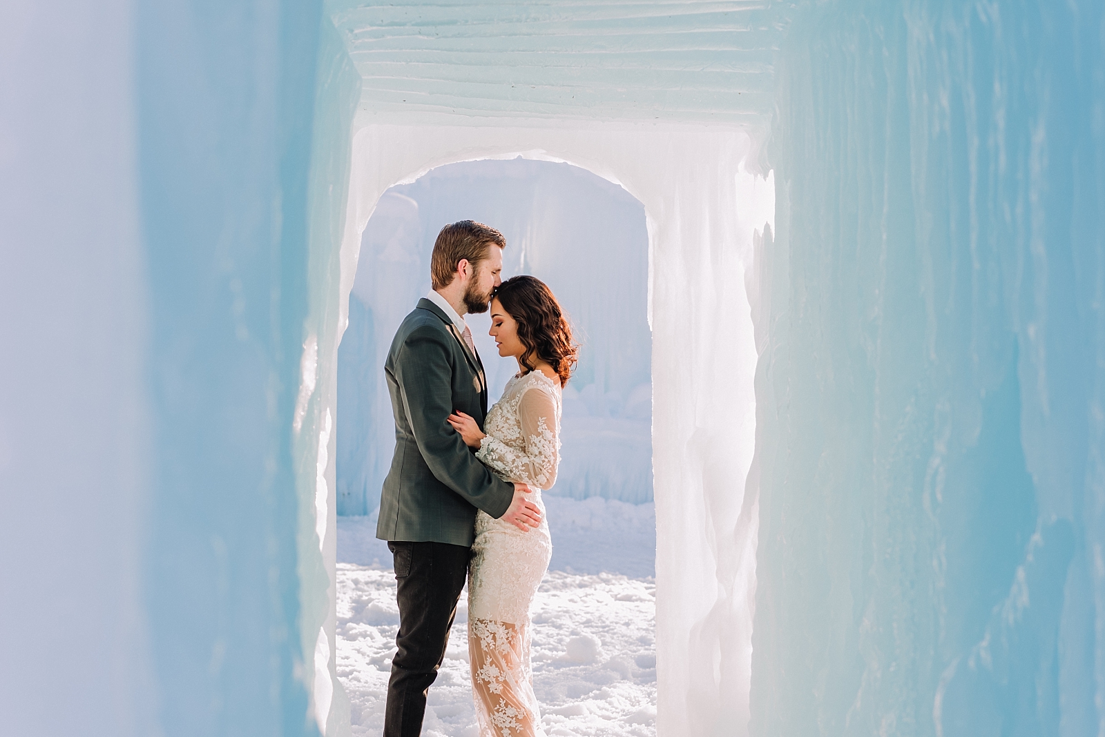 Whimsical LaBelle Lake Ice Palace Winter Bridals in East Idaho