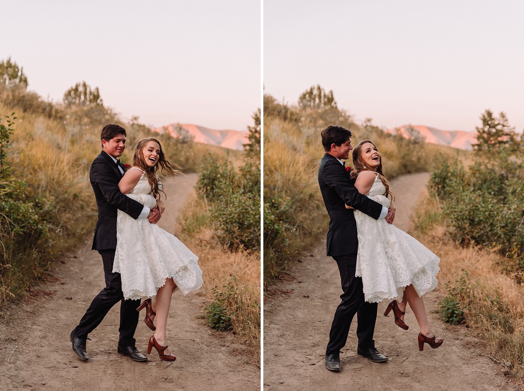 wedding-couple-at-nature-hike-trail-pocatello-idaho-elopement-photographer-bridals-bride-and-groom-romantic-boho-adventurous