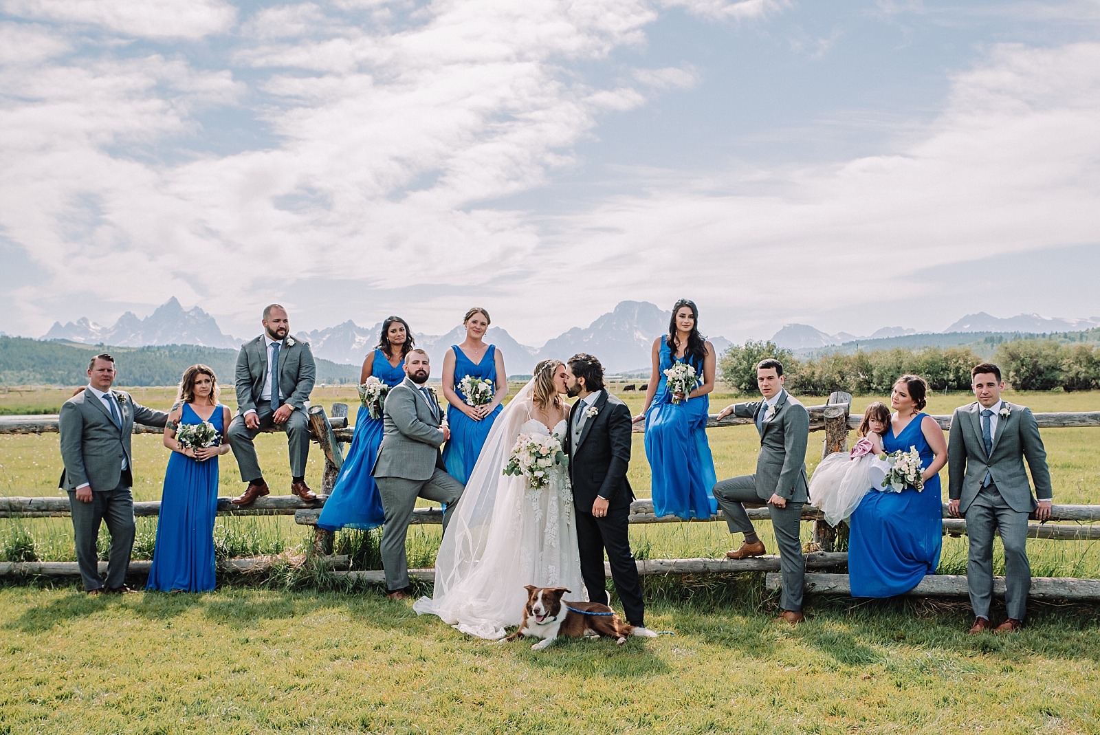 wedding and bridal party in the tetons