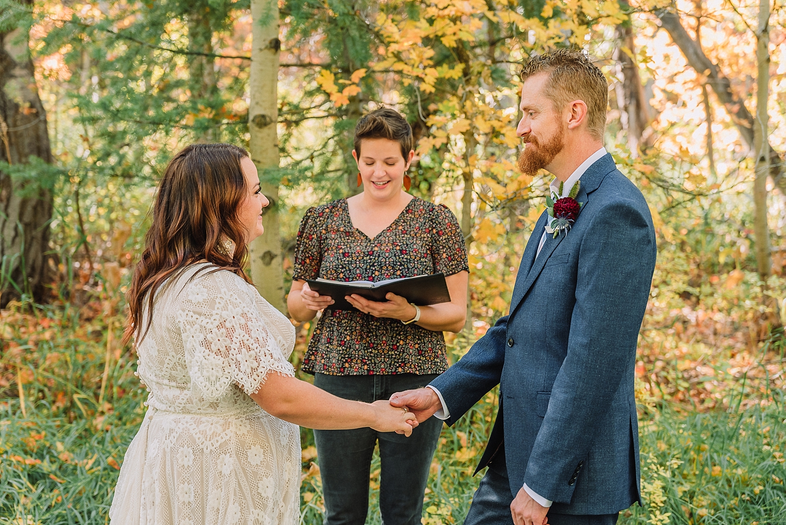 fall elopement wedding ceremony