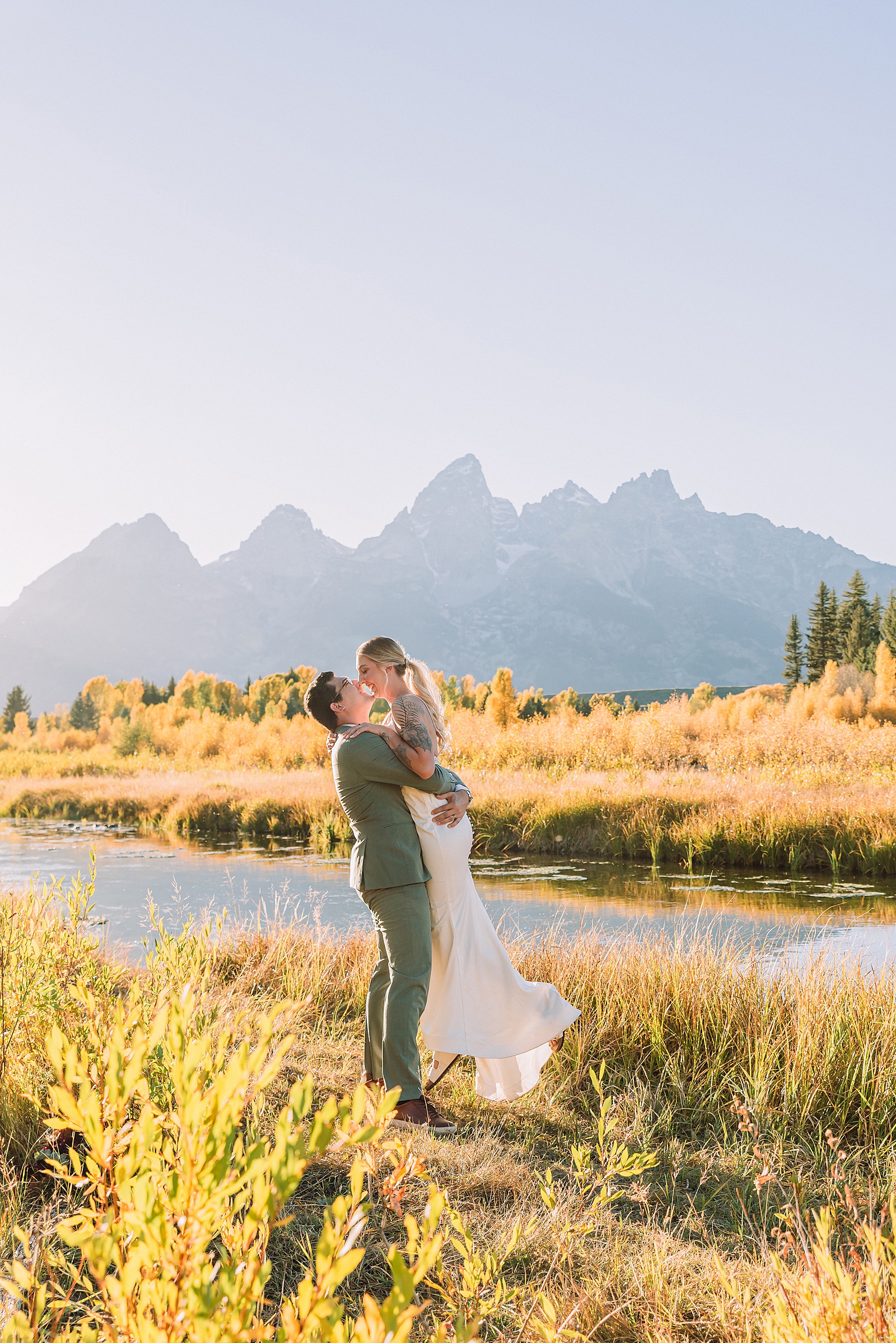 bride and groom elope in grand teton national park in jackson wyoming