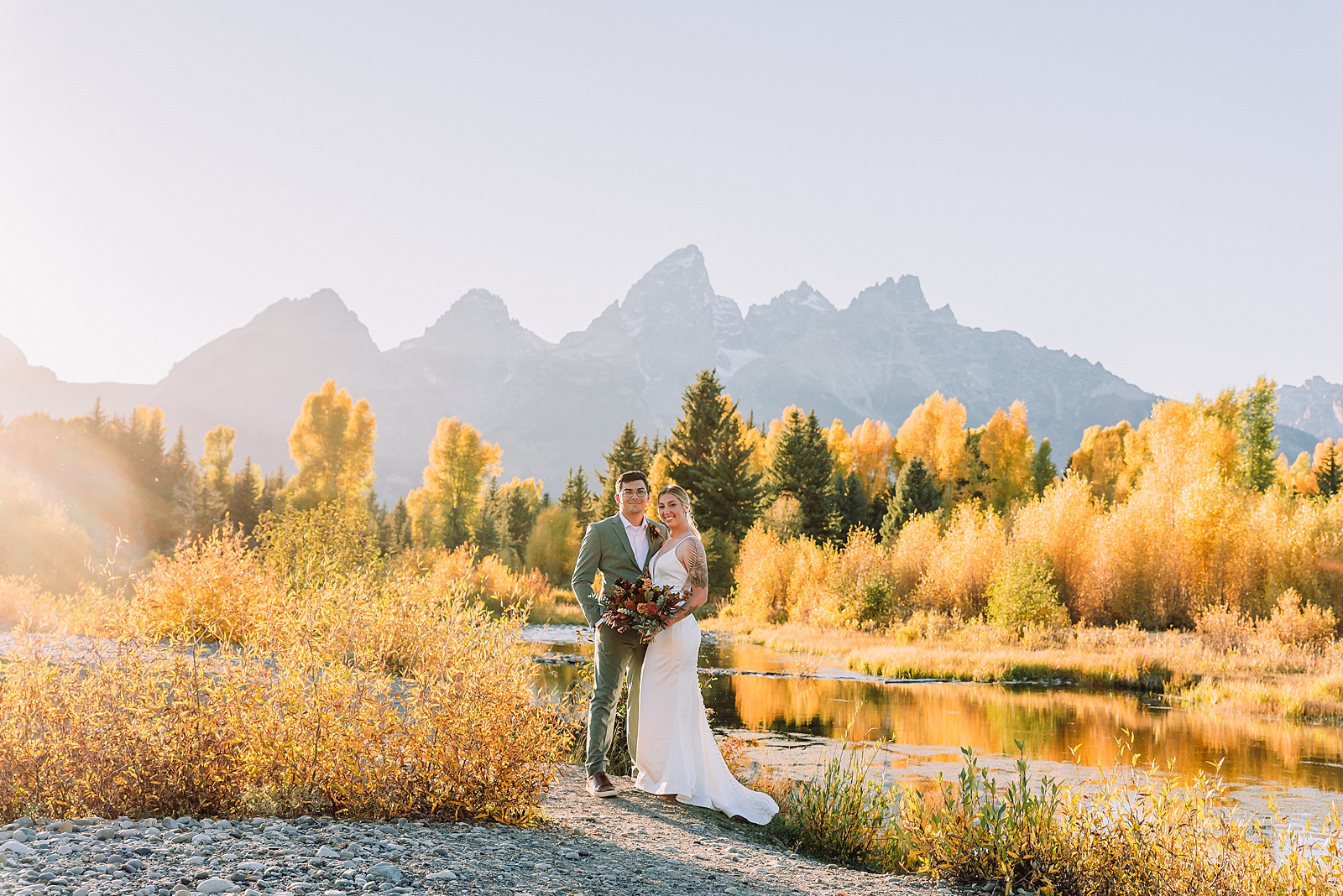 bride and groom elope in grand teton national park in jackson wyoming