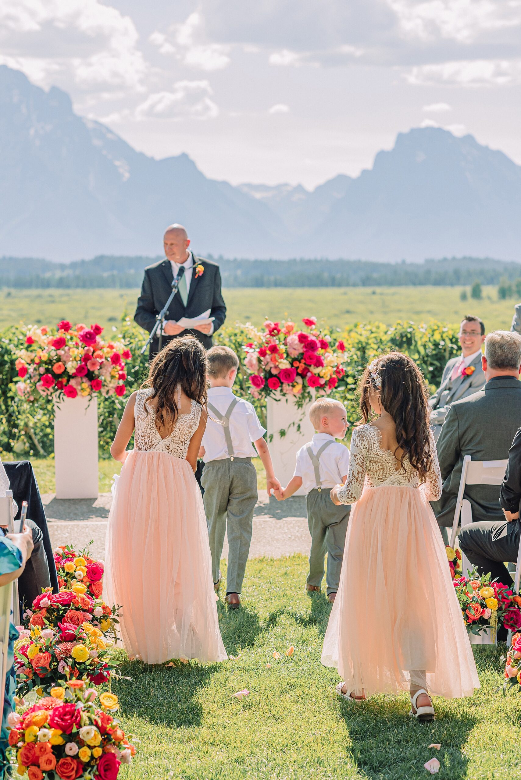 Jackson Lake Lodge wedding with Mount Moran view July wedding at Jackson Lake Lodge Wyoming Wyoming destination wedding in the Tetons outdoor wedding ceremony in Grand Teton National Park
