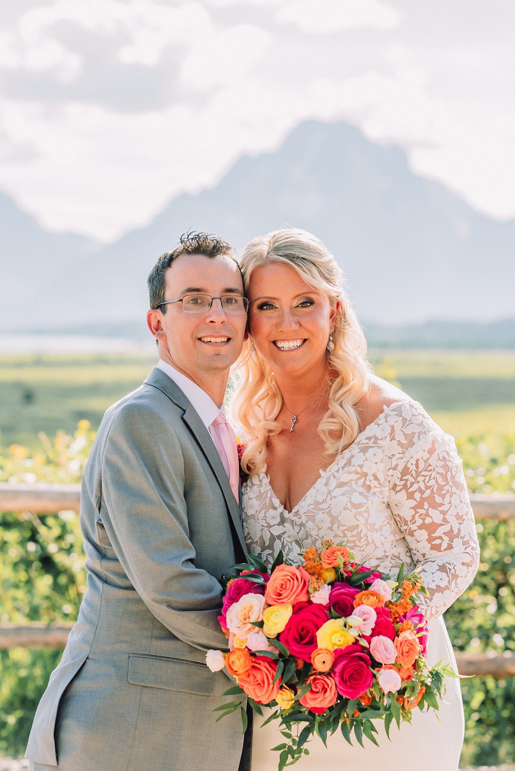 Jackson Hole luxury mountain wedding reception Jackson Hole destination wedding photographer sunset wedding portraits in the Tetons intimate Jackson Lake Lodge wedding celebration summer wedding in grand teton national park