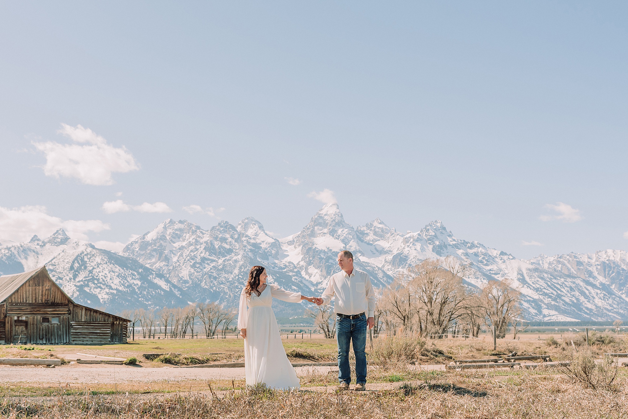 Mormon Row barn wedding photos in spring mid day elopement photos Mormon Row South Mormon Row barn wedding photos in spring