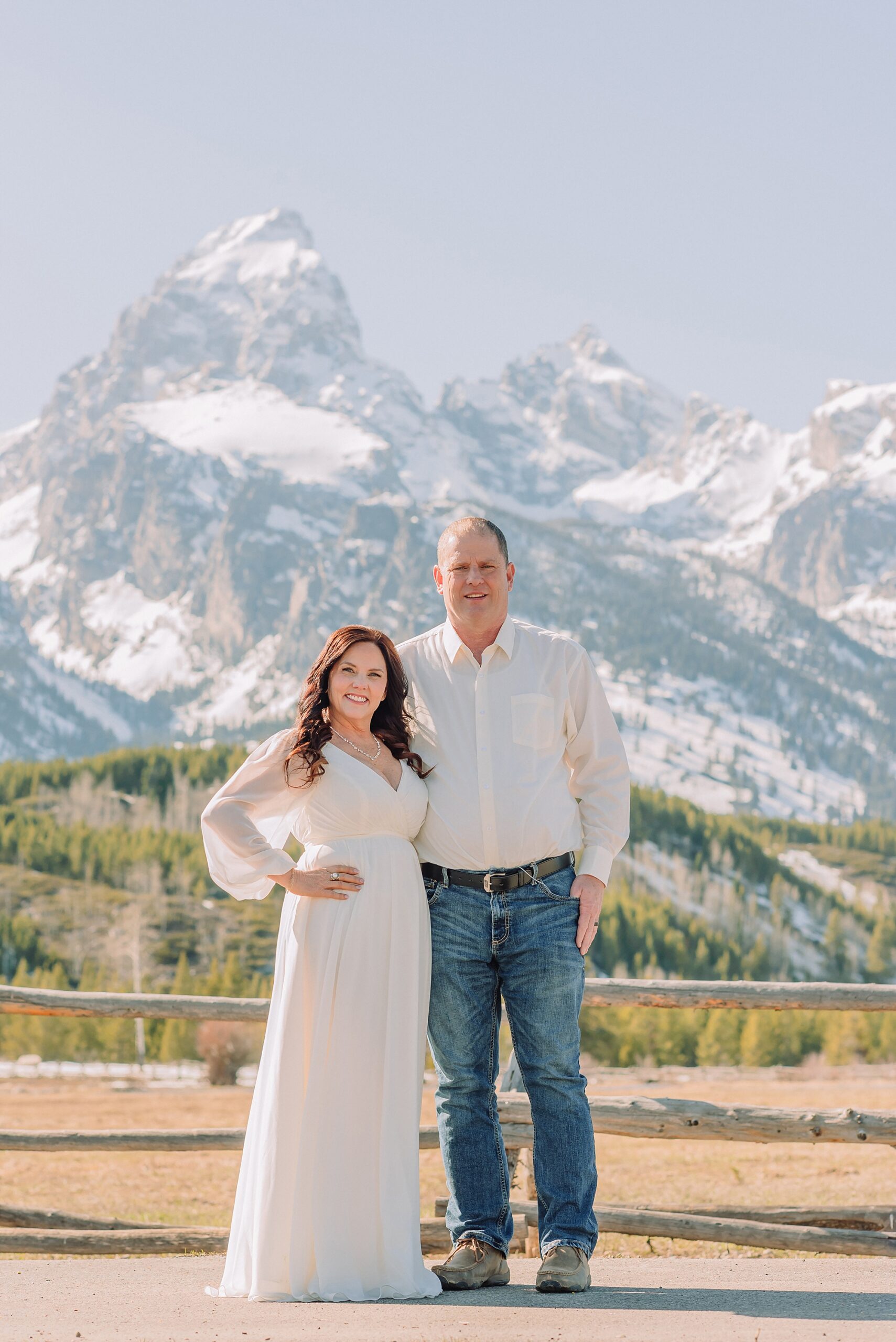 Cottonwood Creek buckrail fence couple photos Taggart Lake Trailhead mountain wedding portraits Jackson Hole elopement photographer mountain ceremonies Best Jackson Hole wedding photographer for intimate elopements Grand Teton Mountain Wedding