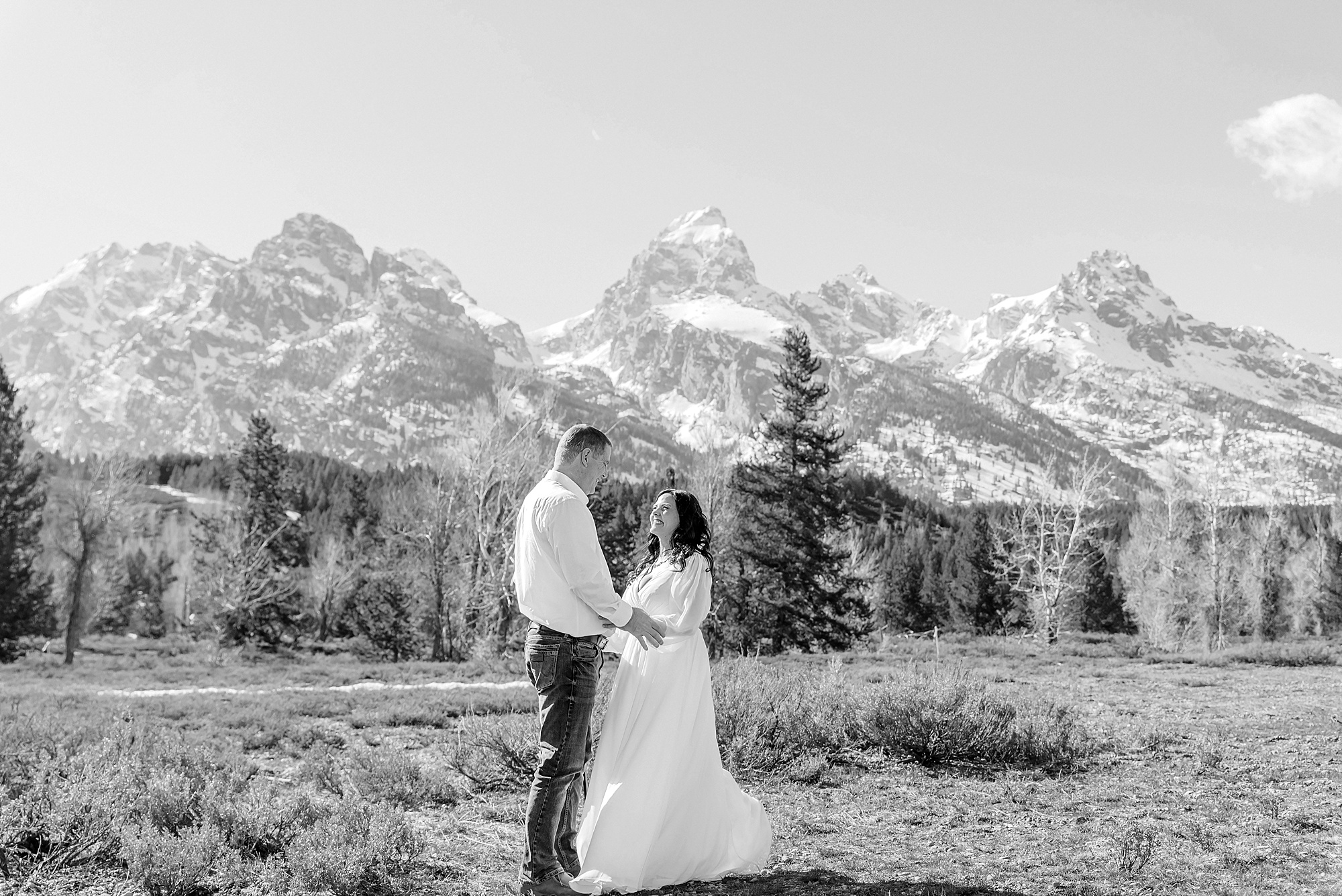 Cottonwood Creek buckrail fence couple photos Taggart Lake Trailhead mountain wedding portraits Jackson Hole elopement photographer mountain ceremonies Best Jackson Hole wedding photographer for intimate elopements Grand Teton Mountain Wedding