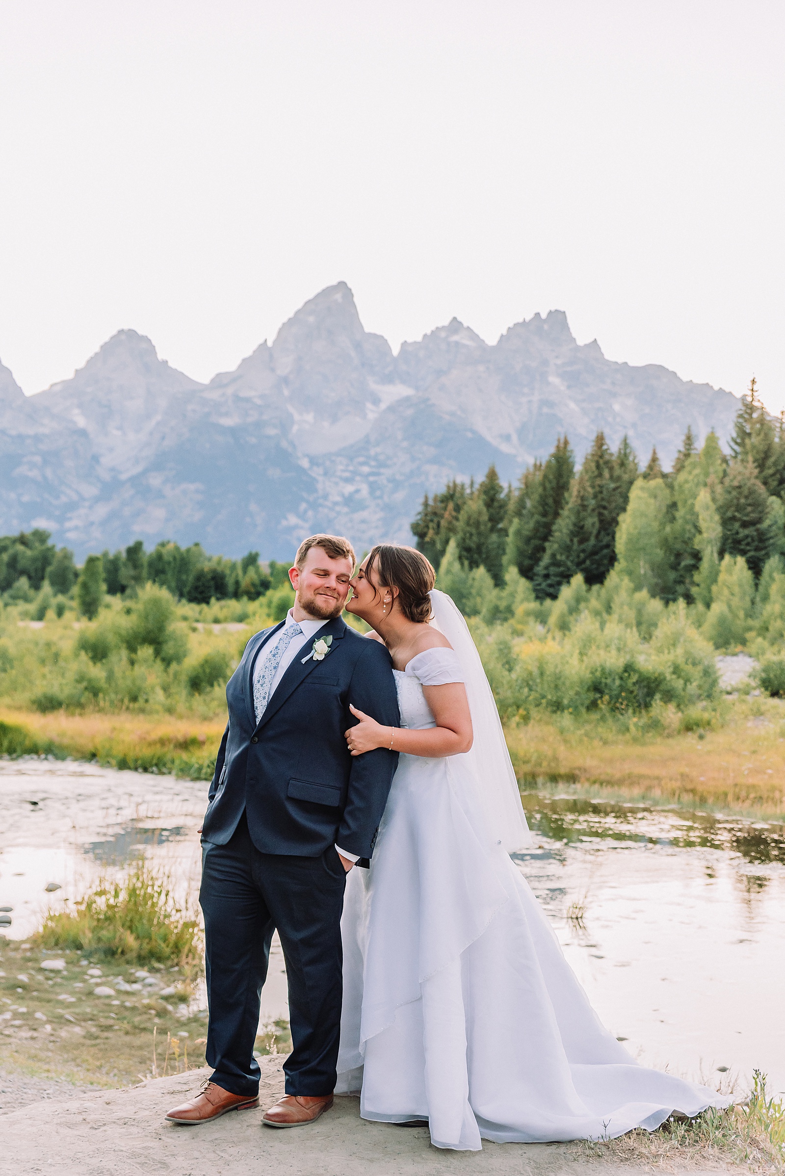 intimate Jackson Hole wedding photography Schwabacher Landing wedding portraits Jackson Hole destination wedding photographer golden hour Schwabacher Landing couples photos Grand Teton elopement photography session