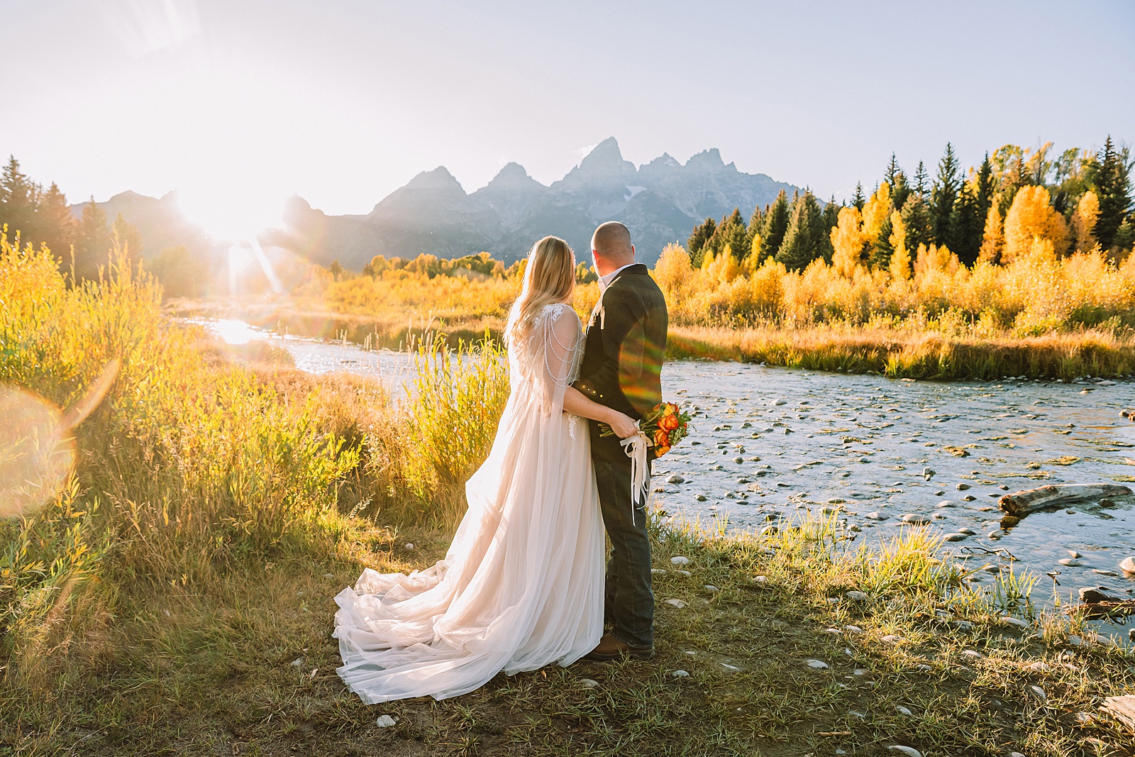 golden hour wedding jackson hole elopement photographer