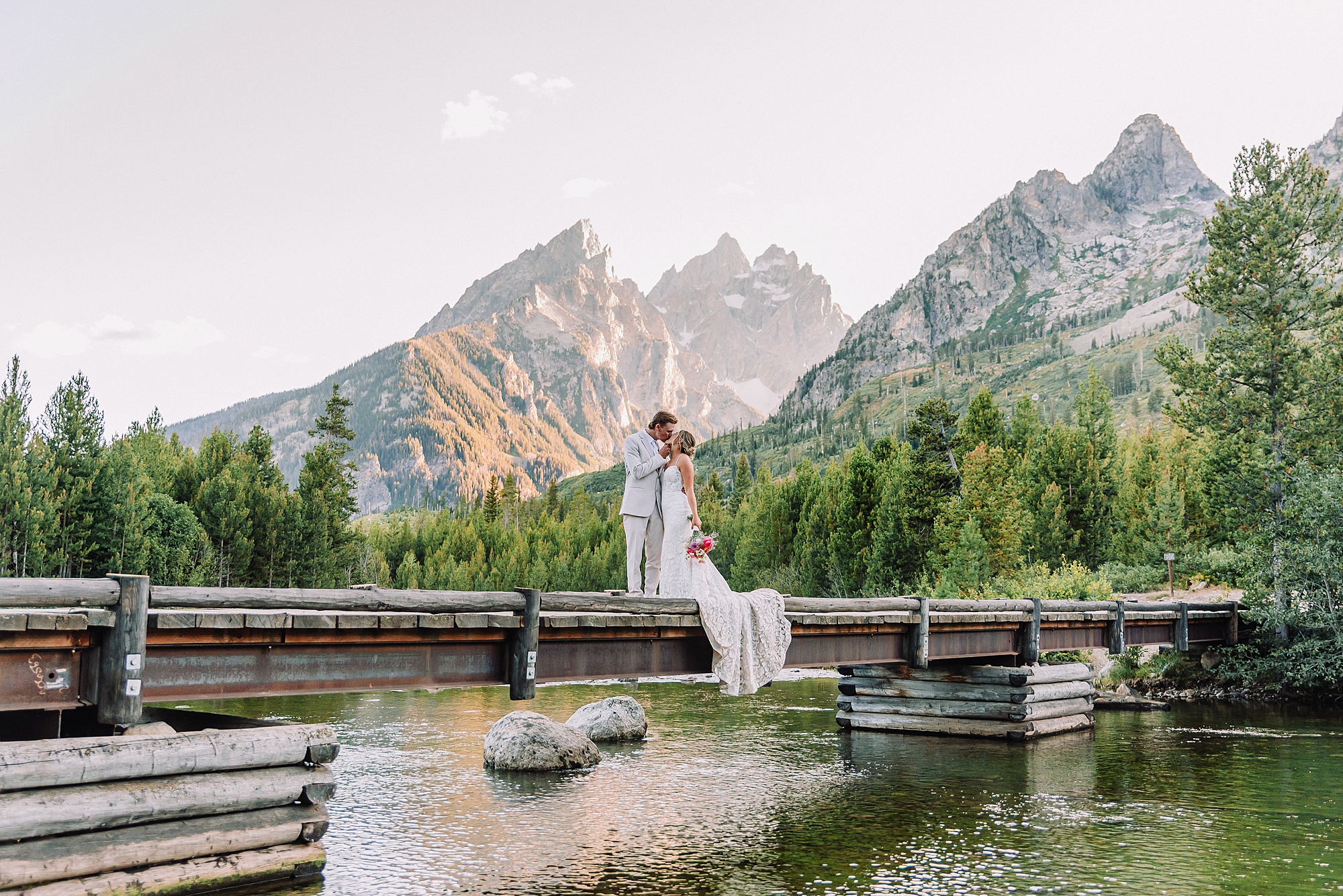 String Lake sunset elopement photos golden hour Jackson Hole Elopement Photography elope in jackson hole summer elopement jackson hole wedding photography wyoming wedding photographer in destination wedding