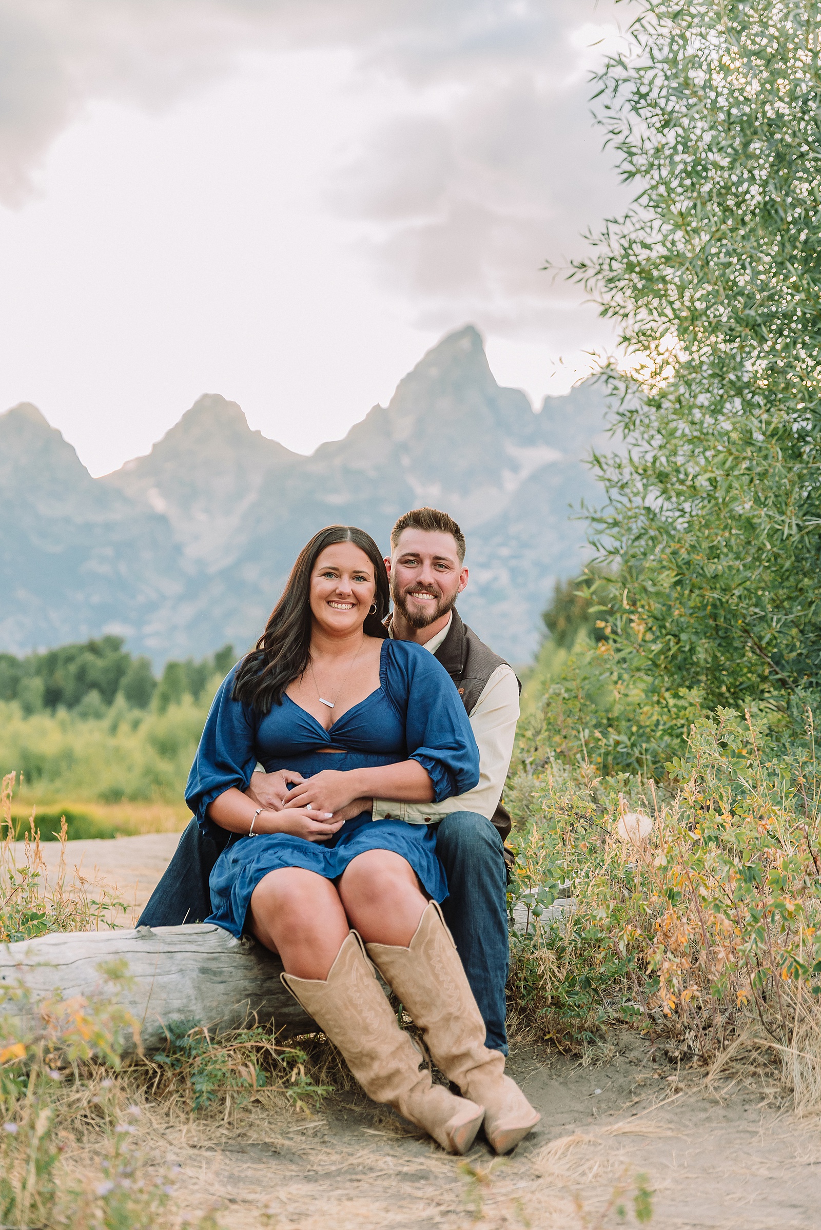 Schwabacher Landing proposal photos romantic Jackson Hole couple photography Grand Teton National Park proposal ideas Wyoming mountain surprise engagement session
