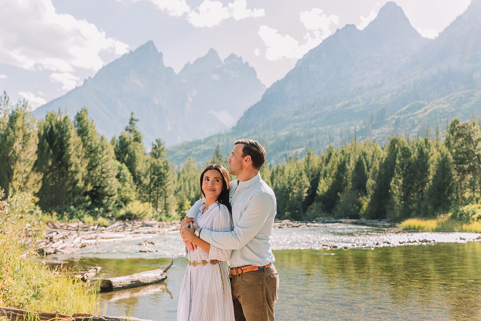 Jackson Hole Engagement Photographer string lake engagement photos grand teton lakeside couple photos grand teton national park western style engagement session tetons bridge engagement photos string lake