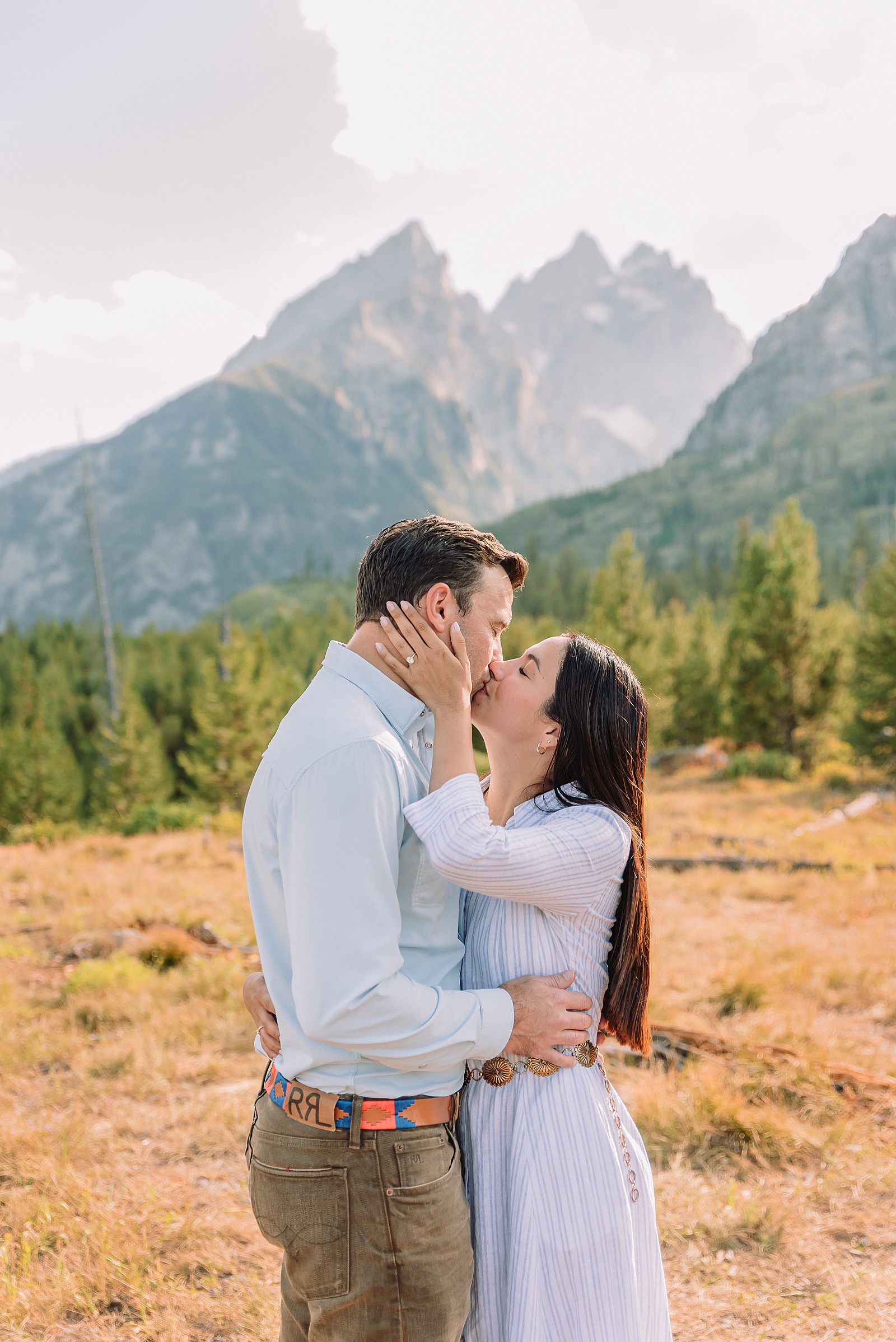 Jackson Hole Engagement Photographer string lake engagement photos grand teton lakeside couple photos grand teton national park western style engagement session tetons bridge engagement photos string lake