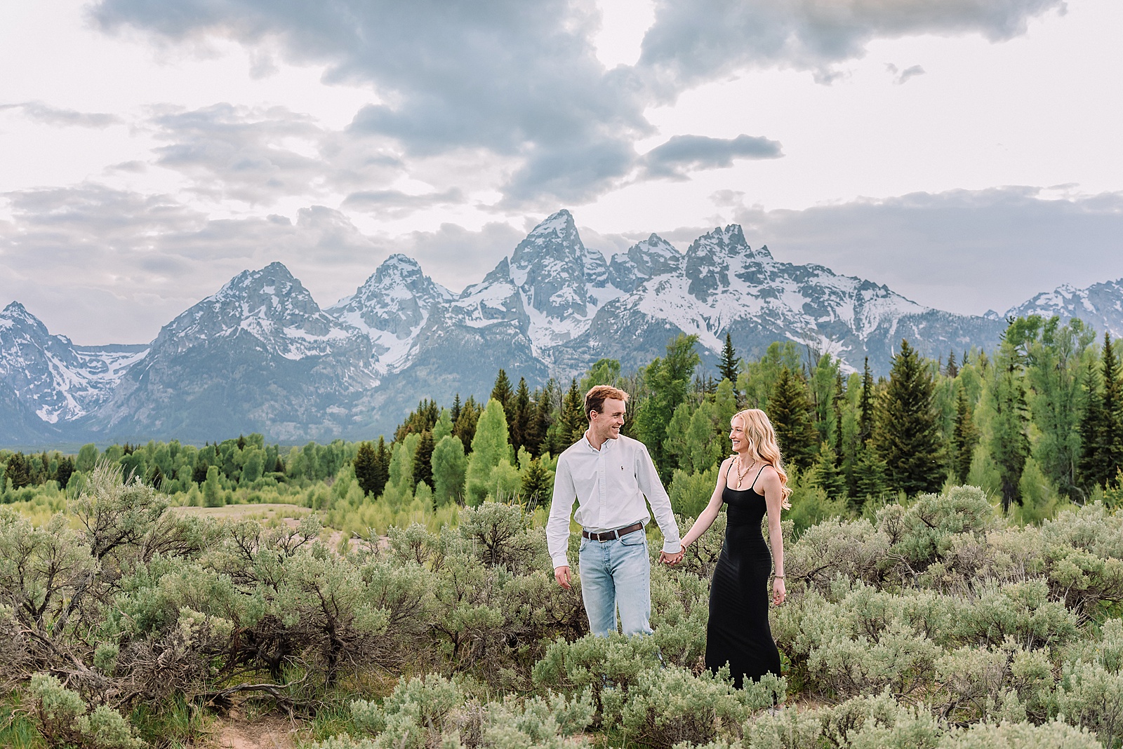 Grand Teton proposal photographer Schwabacher Landing surprise riverside proposal Grand Teton National Park early summer engagement photos Jackson Hole Wyoming mountain backdrop proposal photography Grand Tetons proposal photos grand tetons