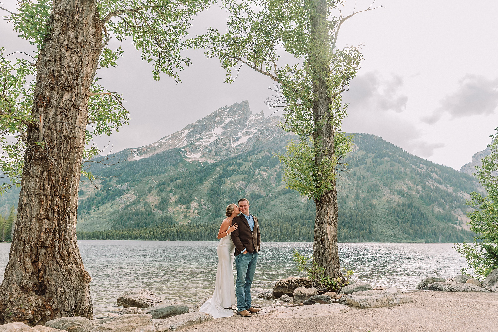 Jenny Lake elopement photos with family Jenny Lake stone staircase wedding photos Grand Teton National Park intimate wedding photography Jackson Hole elopement photographer for families Tetons Elopement Photographer