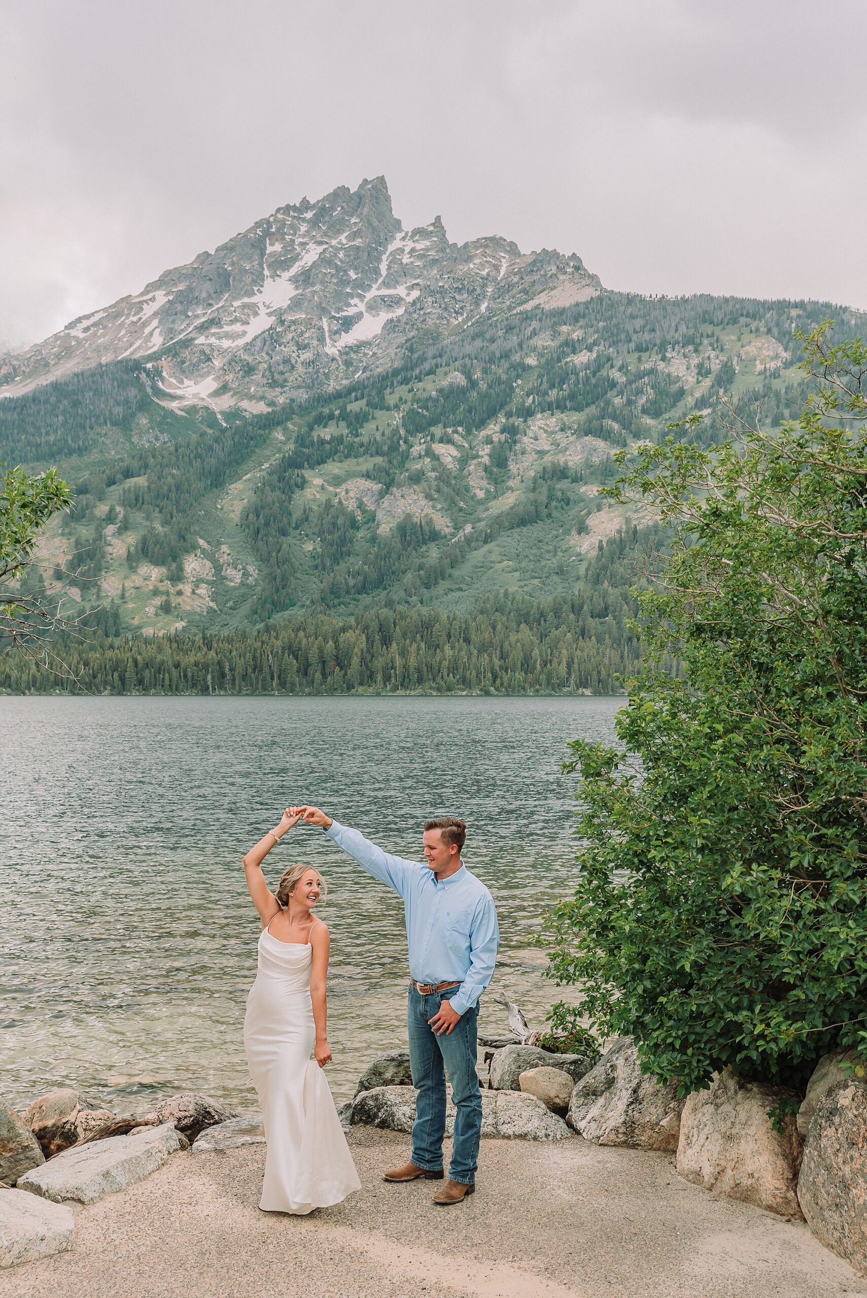 Jenny Lake elopement photos with family Jenny Lake stone staircase wedding photos Grand Teton National Park intimate wedding photography Jackson Hole elopement photographer for families Tetons Elopement Photographer