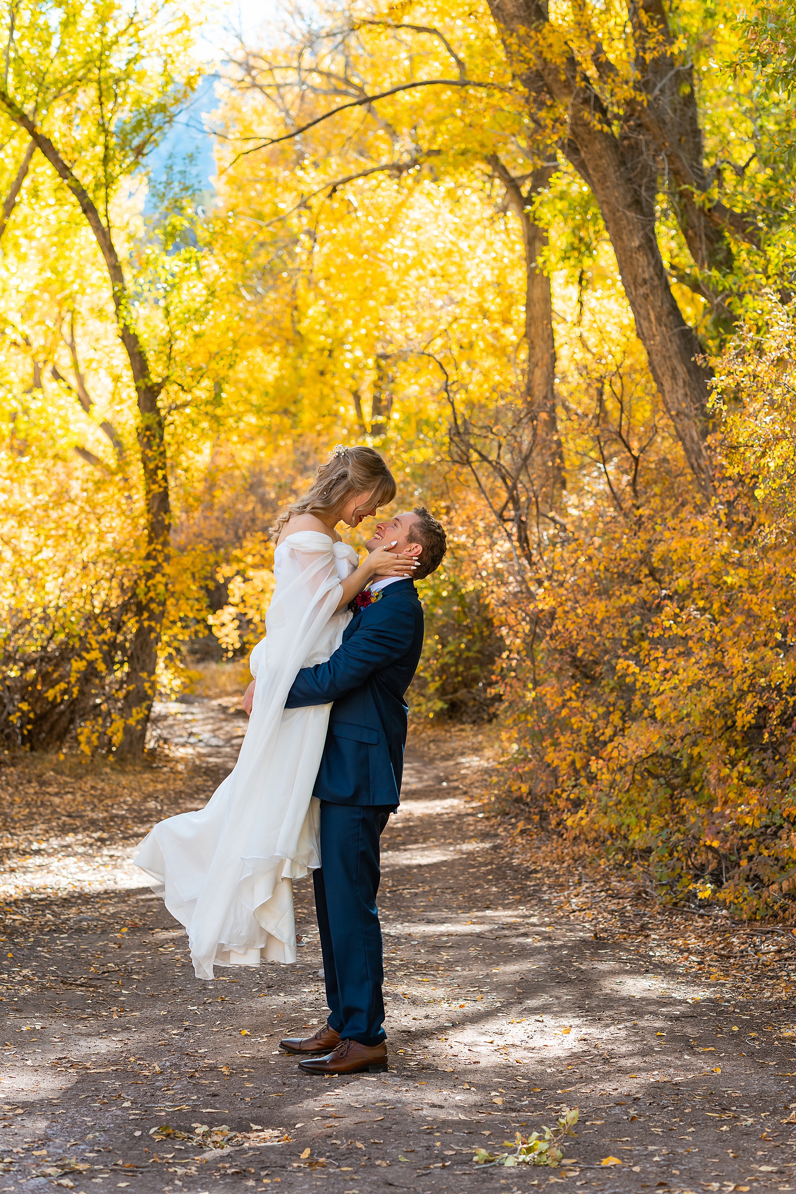 vintage wedding dress fall photography Utah autumn wedding couple portraits Utah fall foliage wedding couple portraits Southern Utah Wedding Photographer Fall Wedding Photography Utah Salt Lake Wedding Photographer