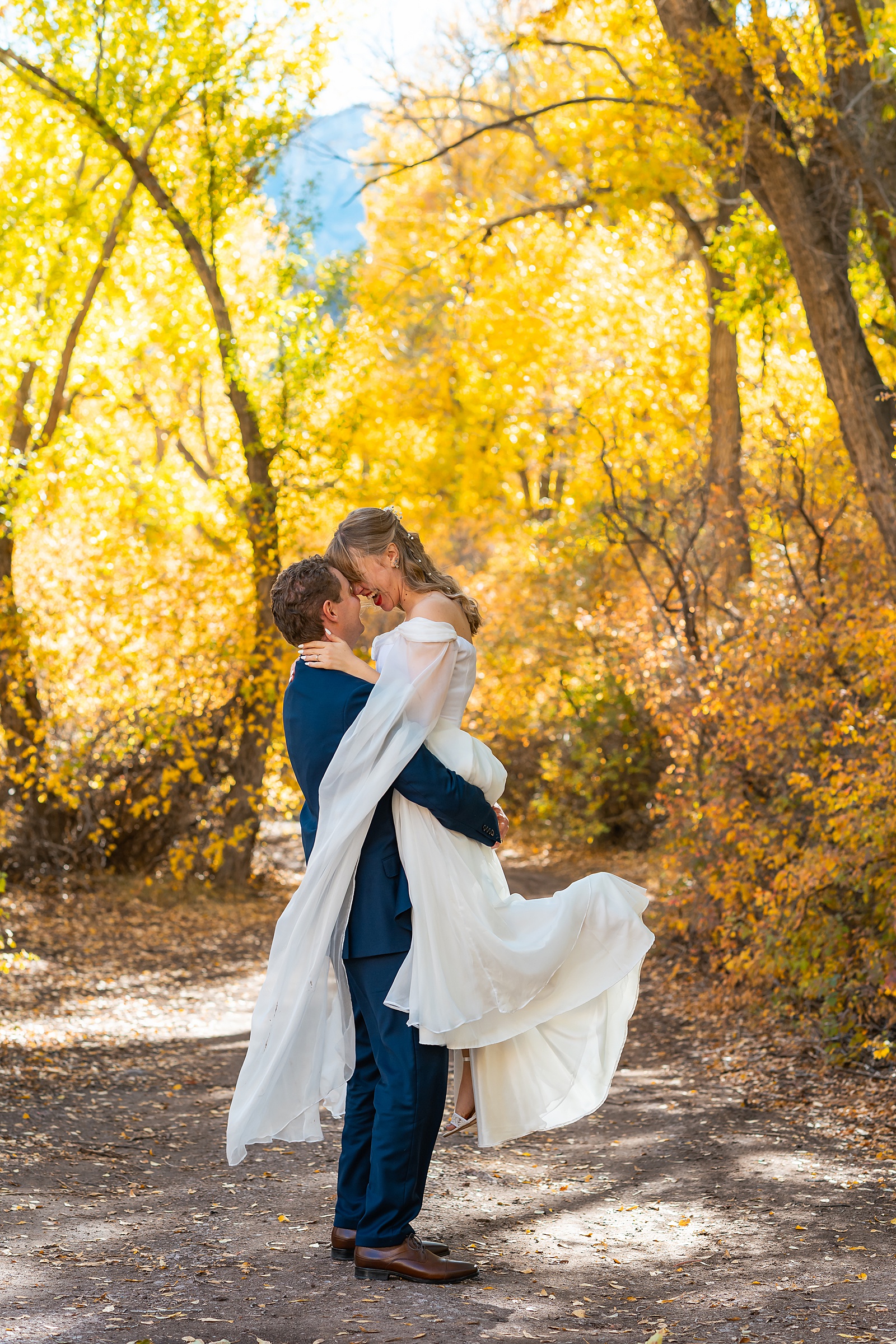 vintage wedding dress fall photography Utah autumn wedding couple portraits Utah fall foliage wedding couple portraits Southern Utah Wedding Photographer Fall Wedding Photography Utah Salt Lake Wedding Photographer