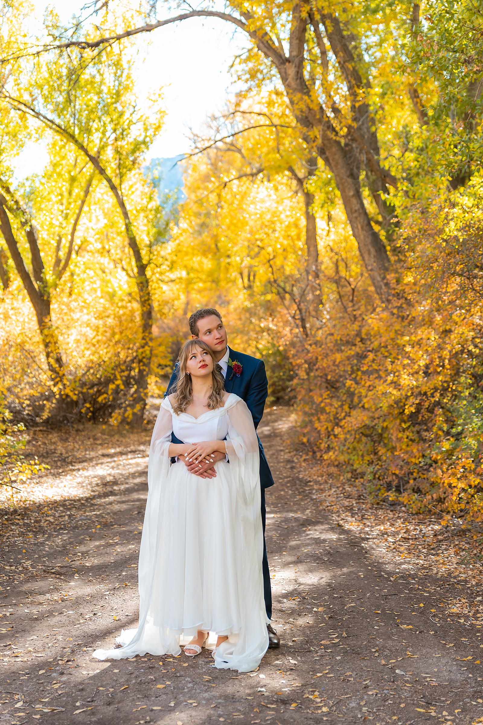 vintage wedding dress fall photography Utah autumn wedding couple portraits Utah fall foliage wedding couple portraits Southern Utah Wedding Photographer Fall Wedding Photography Utah Salt Lake Wedding Photographer
