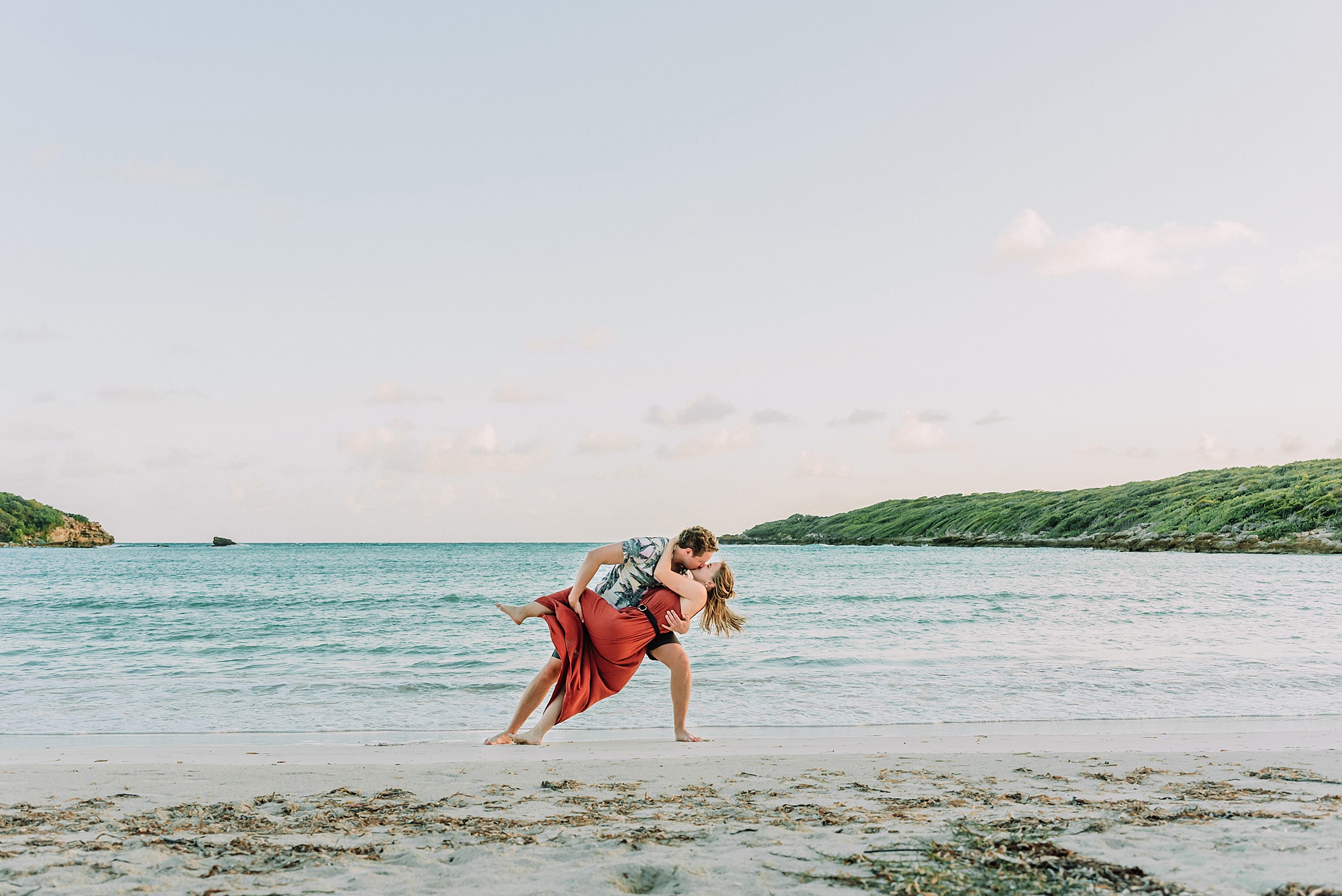 Media Luna beach engagement photos Vieques romantic beach proposal photographer Caribbean Vieques island destination proposal photos Puerto Rico beach engagement session ideas sunset proposal photography Vieques PR
