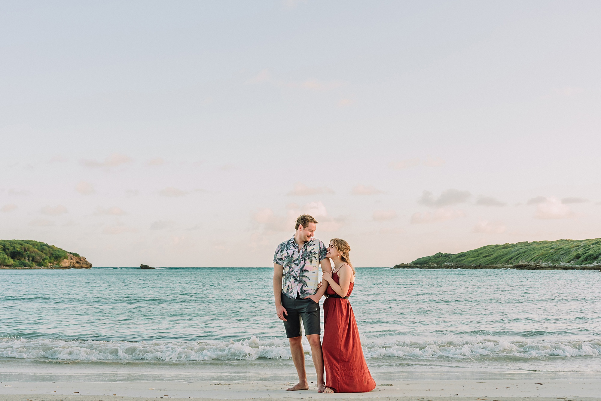 Media Luna beach engagement photos Vieques romantic beach proposal photographer Caribbean Vieques island destination proposal photos Puerto Rico beach engagement session ideas sunset proposal photography Vieques PR
