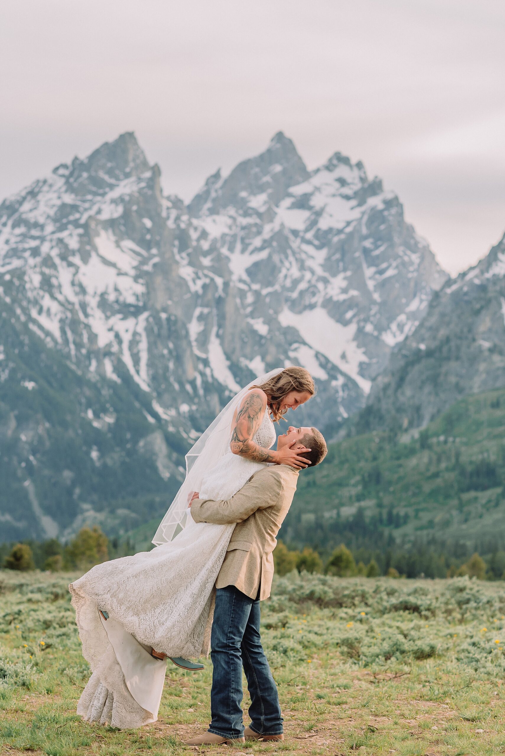 Cathedral Group Turnout wedding portraits Tetons Jackson Hole Wyoming wedding photography Grand Teton wedding photographer Teton mountain wedding photographer