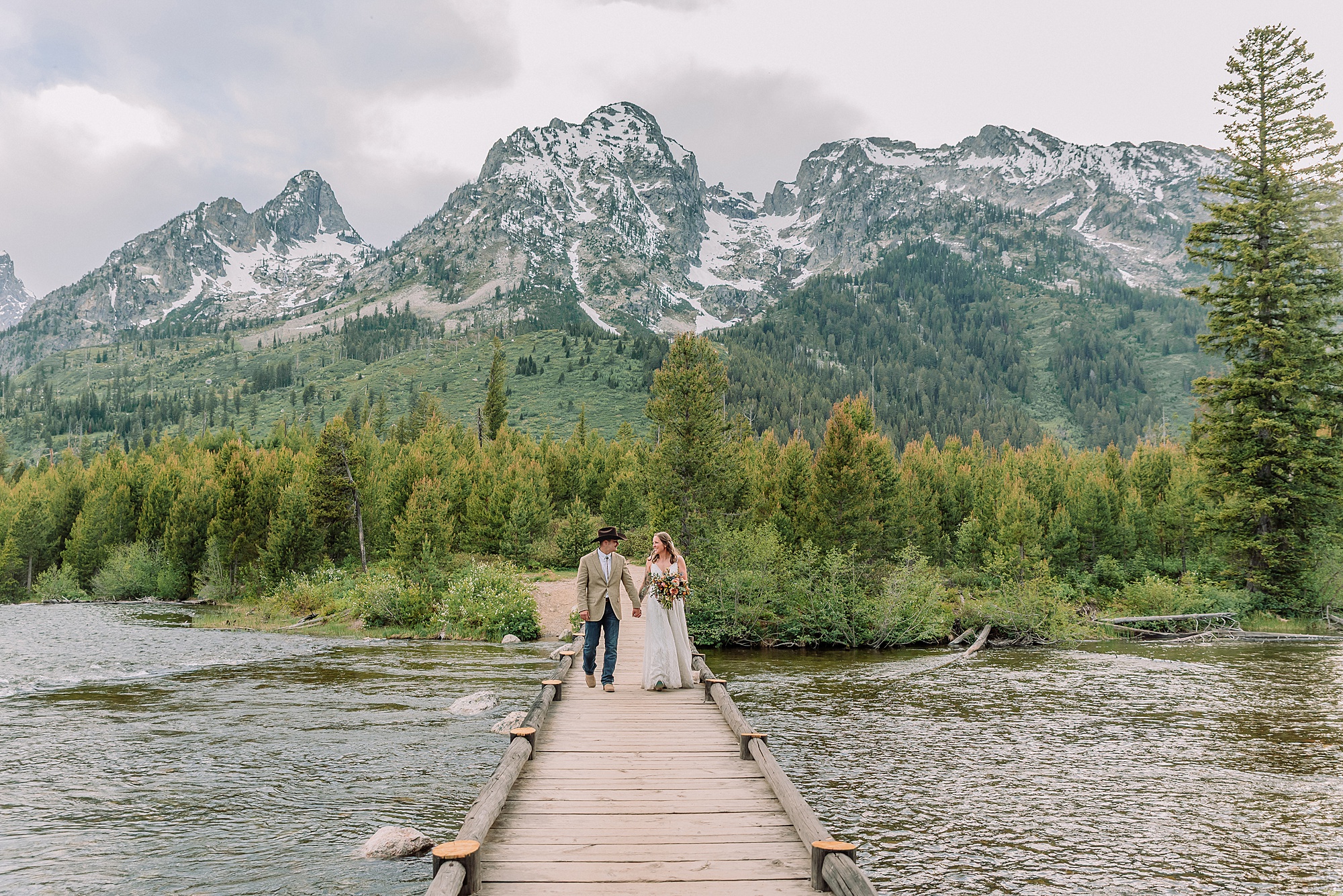 String Lake Grand Teton wedding couple photos Intimate family mountain wedding photographer Wyoming Teton mountain wedding photographer Jackson Hole elopement photographer