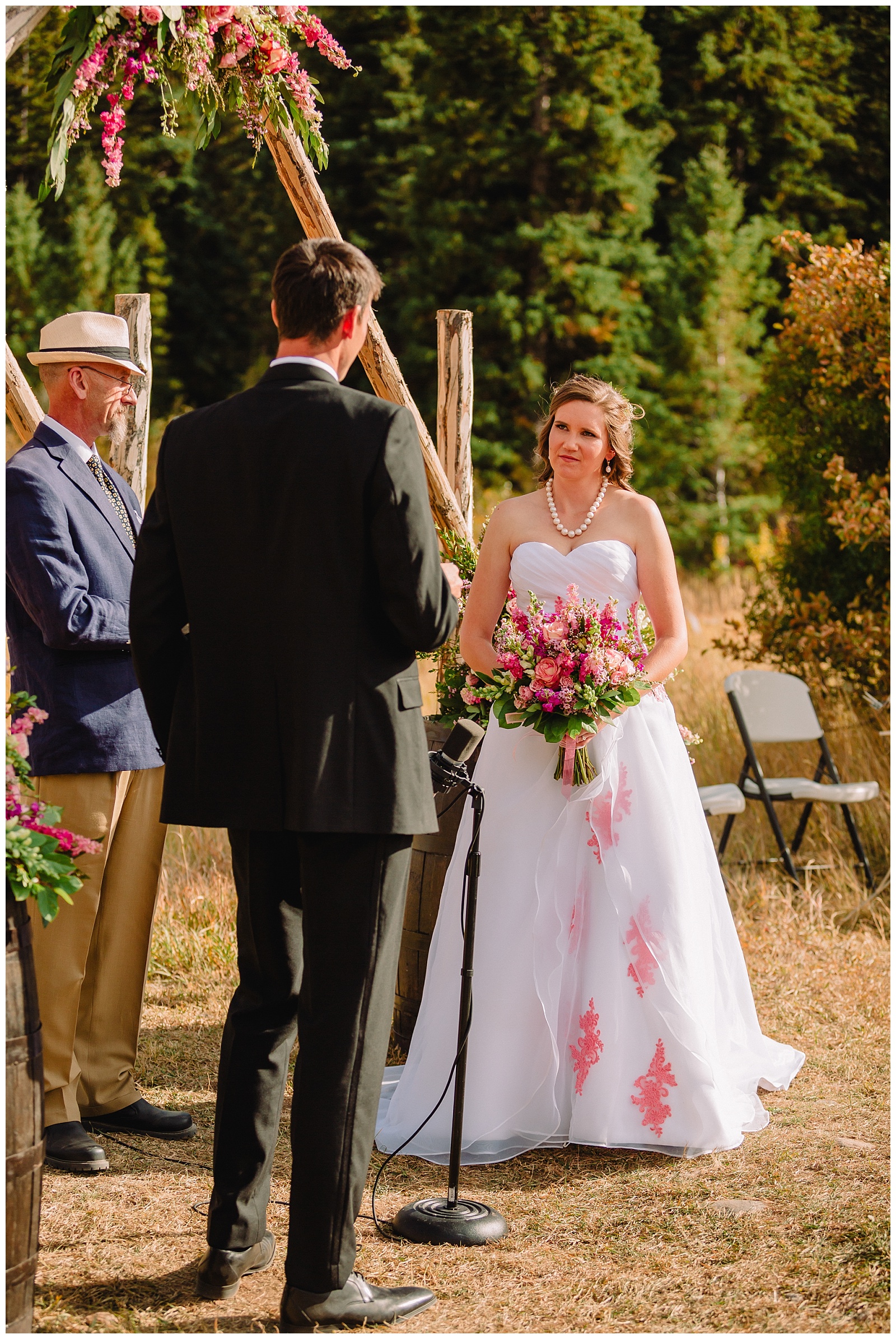bride and groom wedding ceremony outdoor
