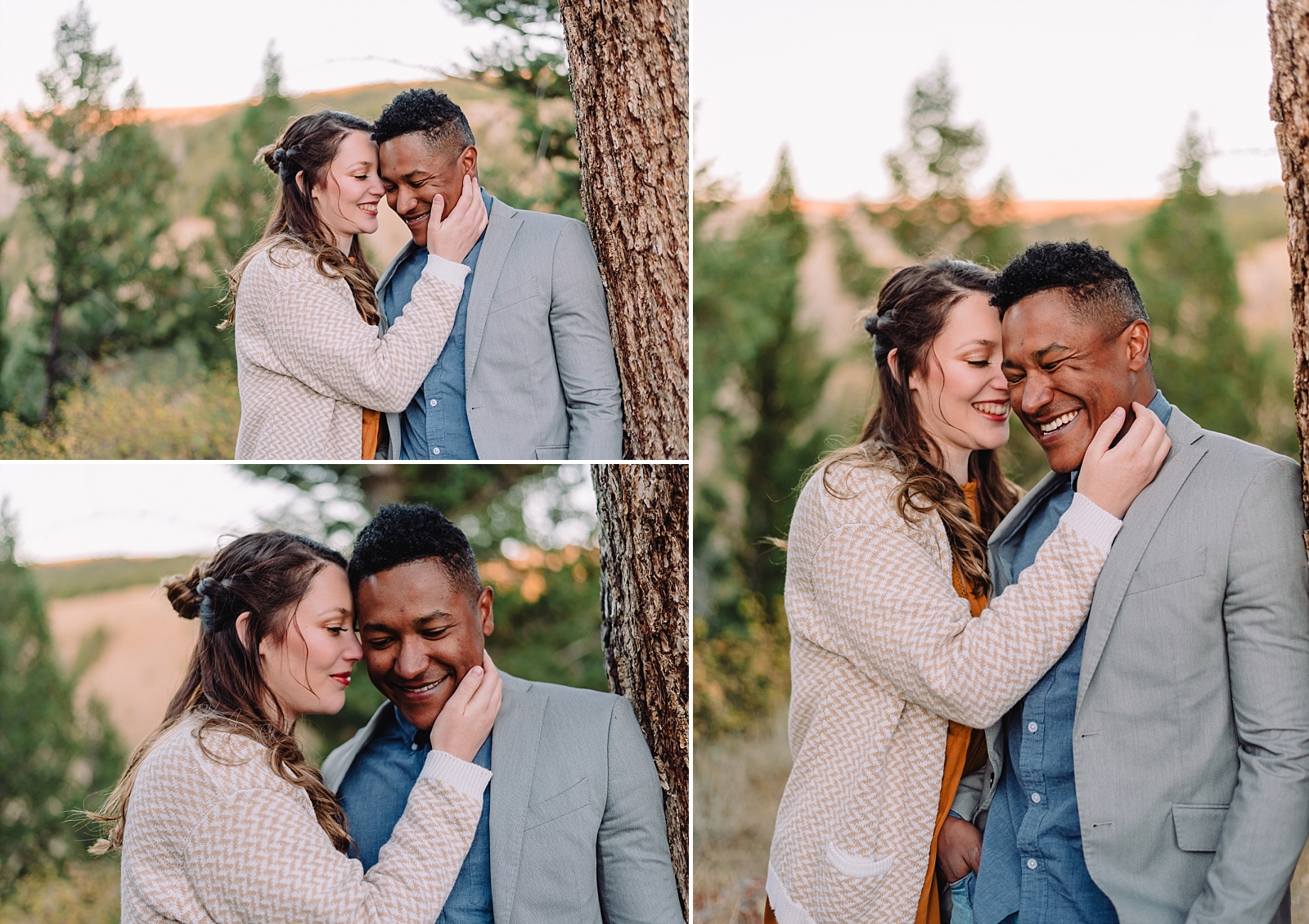 romantic engagement photo couples in the mountains