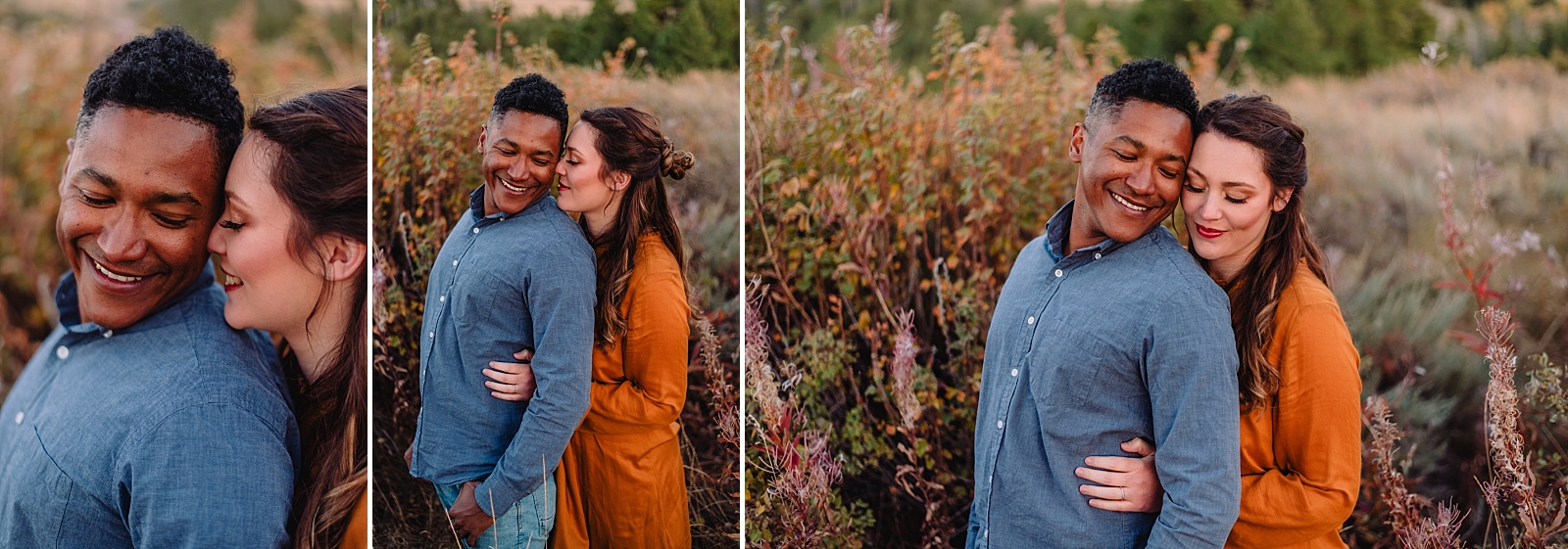 romantic engagement photo couples in the mountains