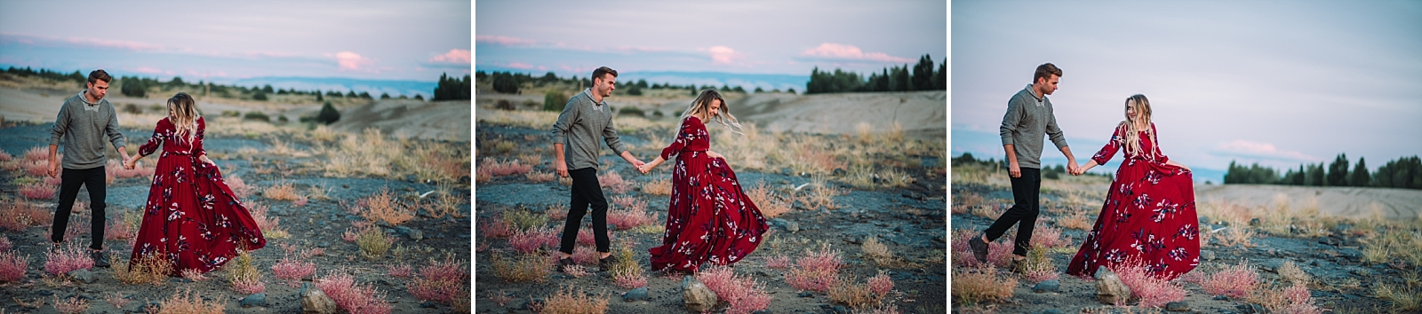 couple walking together engaged dress whimsical romantic fun flirty adventurous