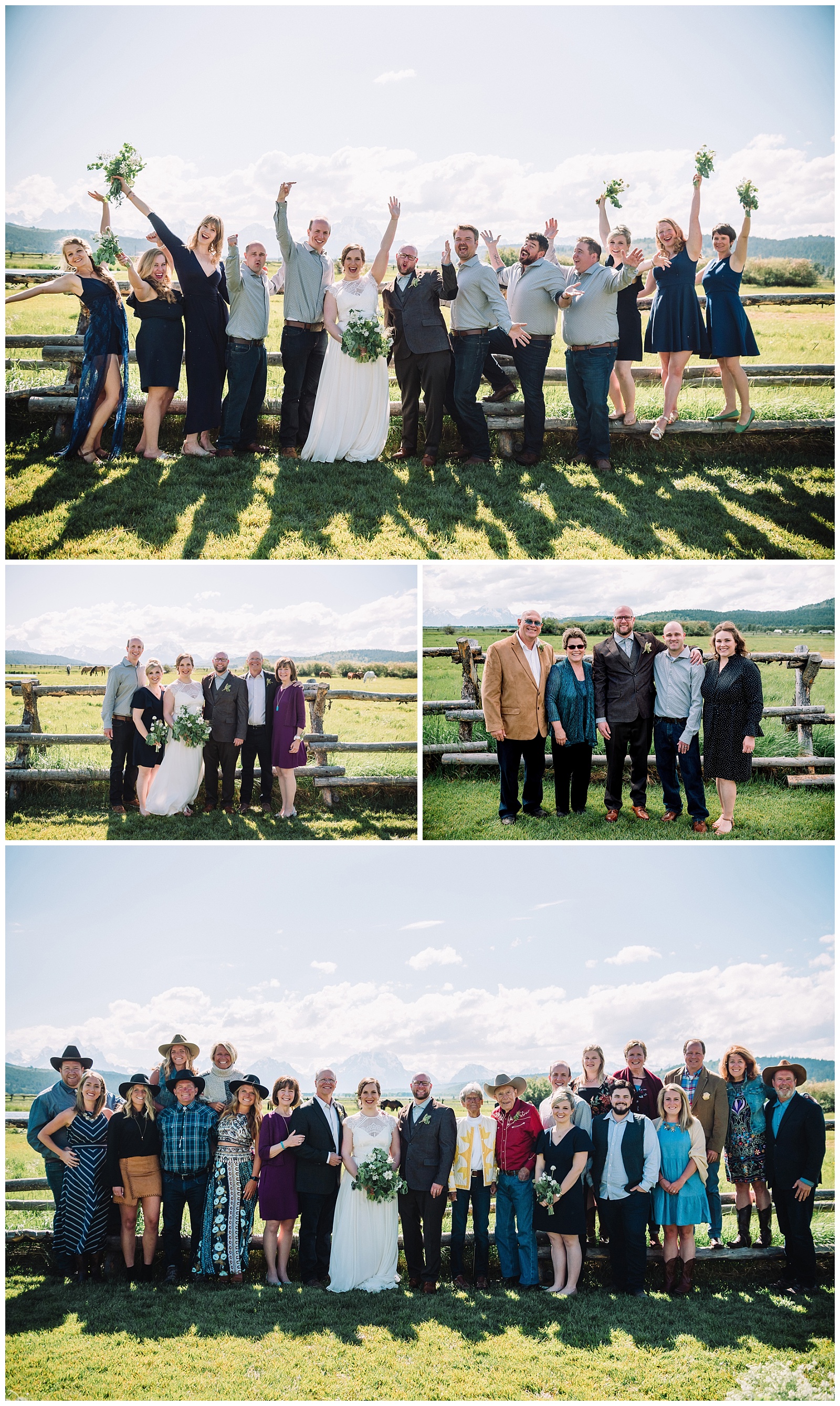 family photos at outdoor wedding