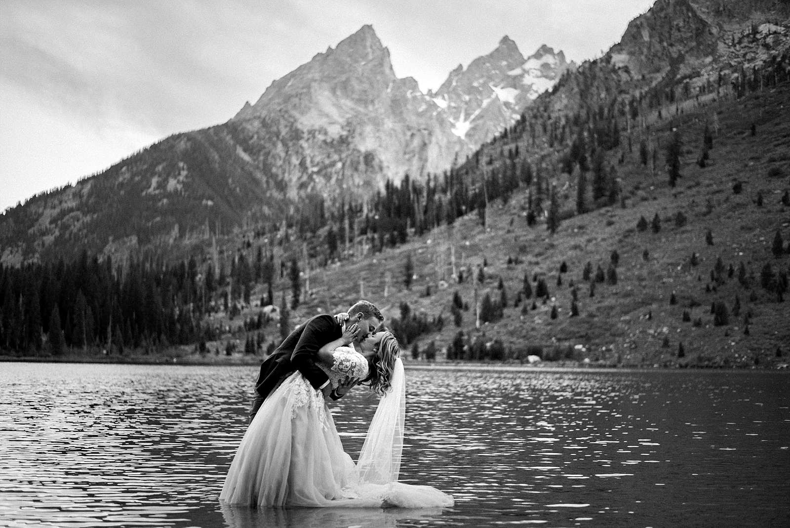 wedding couple in lake gtnp