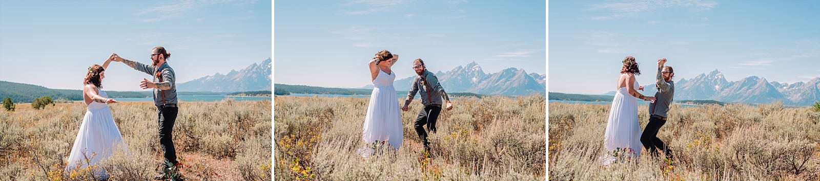 bride and groom in the teton mountains outdoor romantic elopement