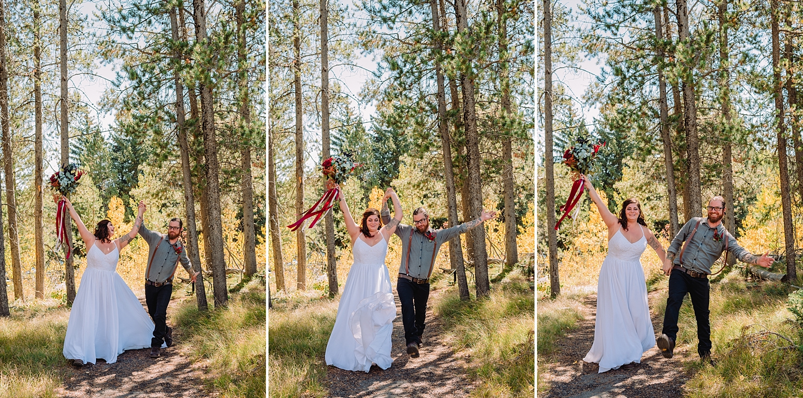 bride and groom outdoor fall wedding wyoming