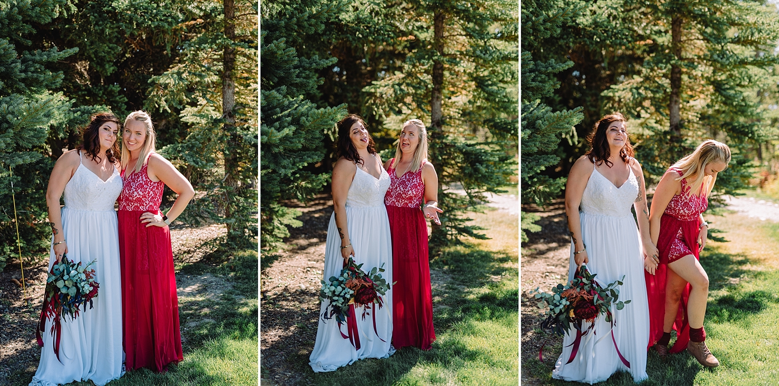 maid of honor and bride outdoor
