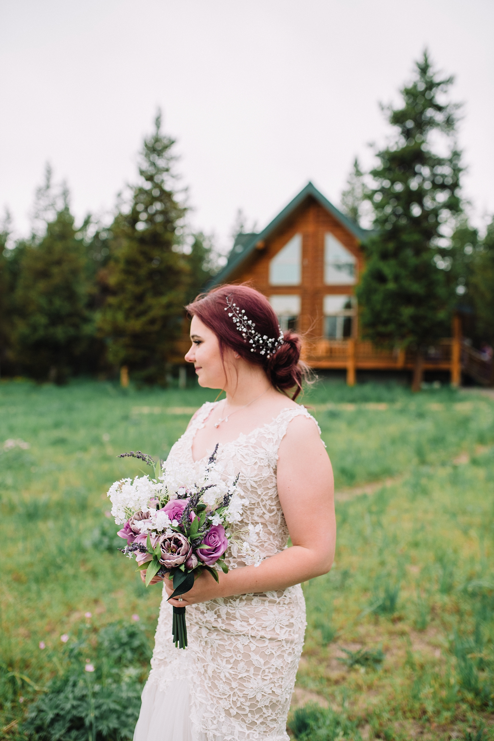 bride at wedding cabin