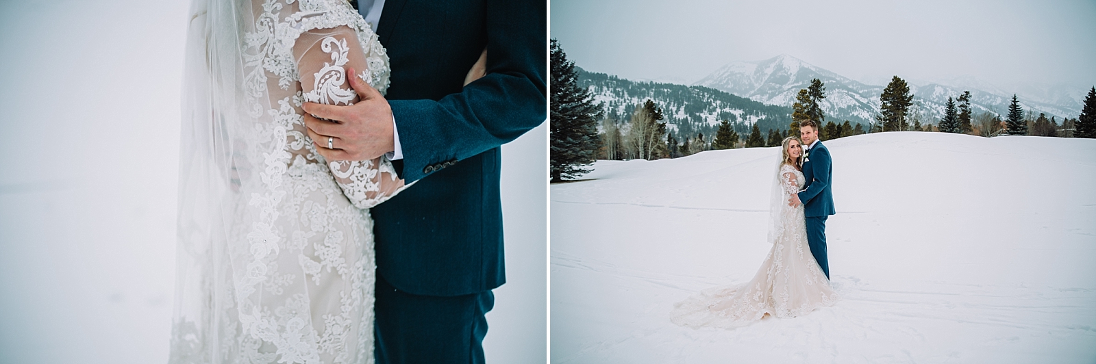 bride and groom winter wedding jackson hole teton pines
