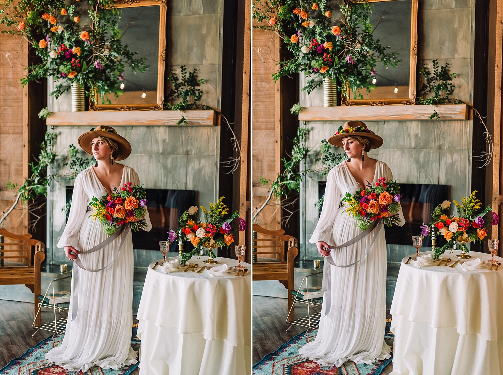 Historia Florals Styled Shoot Bride bouquet wedding dress Idaho