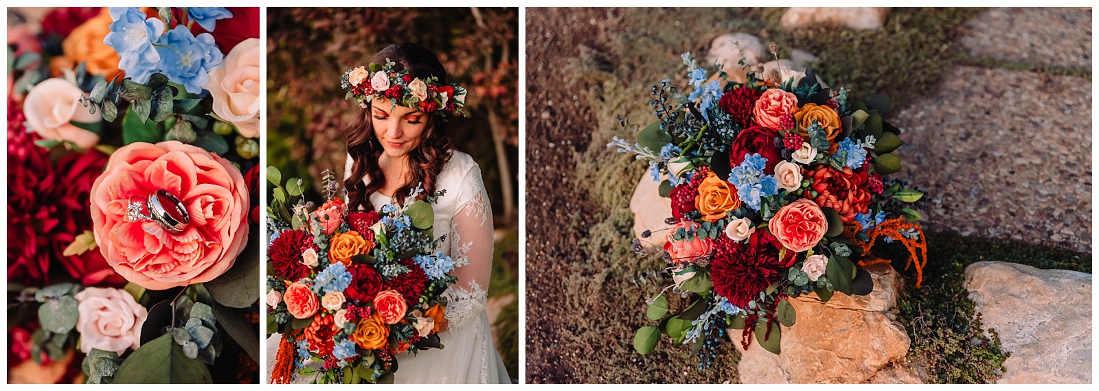 bride with wedding bouquet and flowers