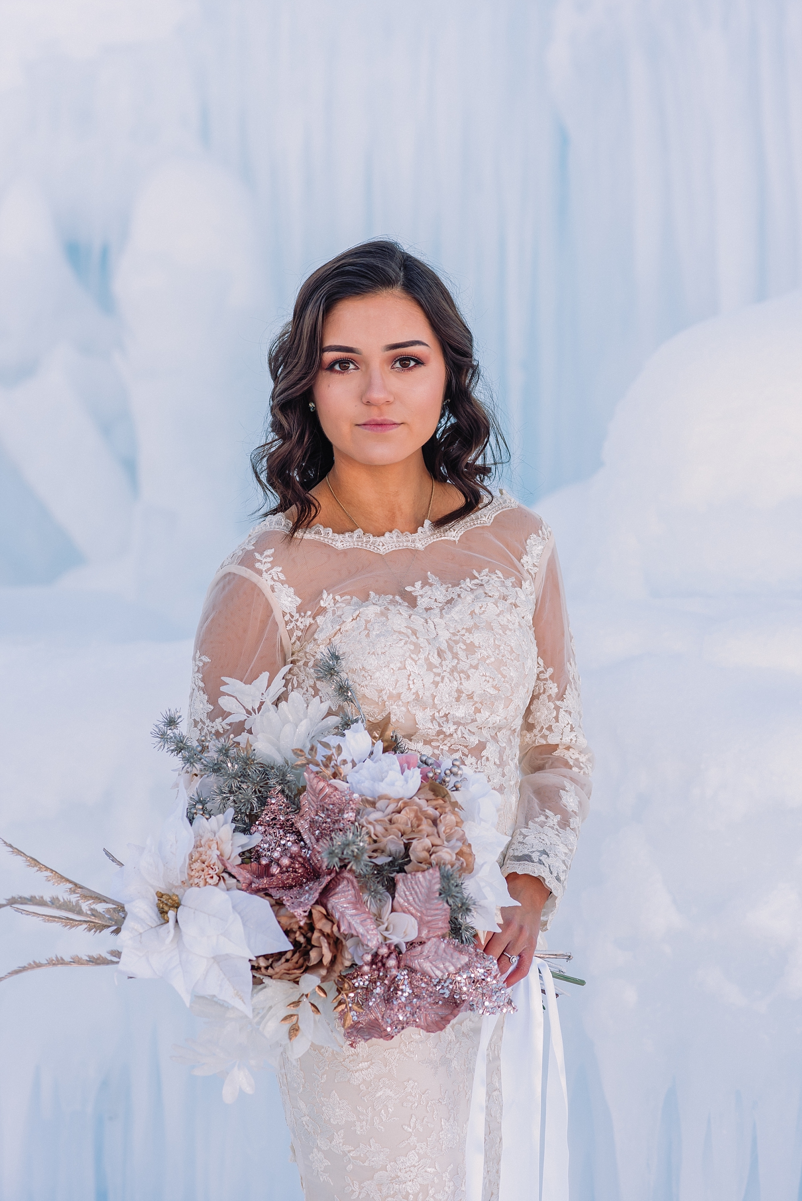 bride at labelle lake ice palace