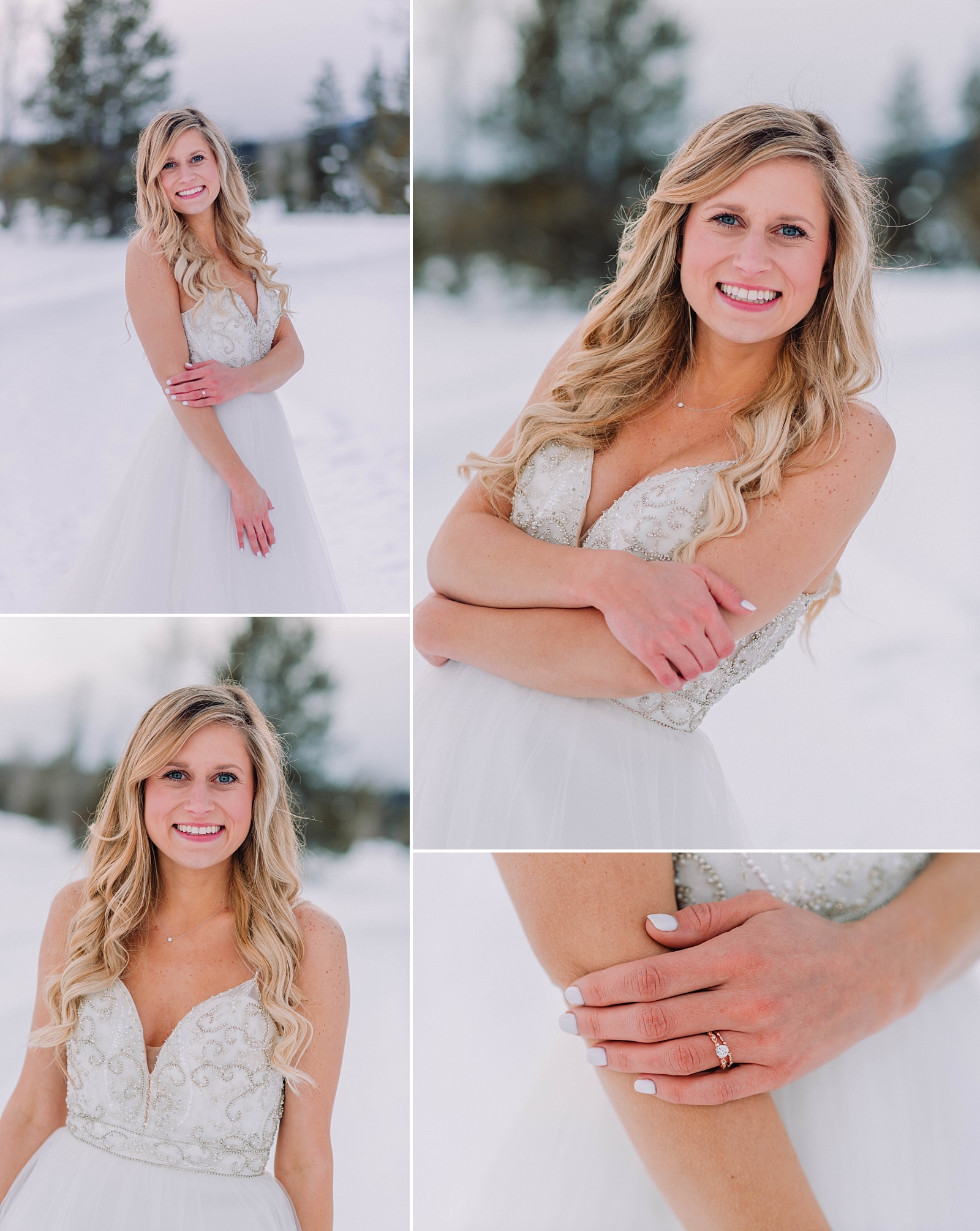 bridal portraits in the snow jackson hole wedding photography
