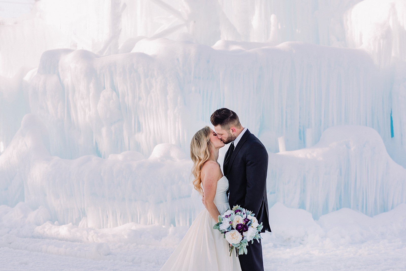 Snowy Romantic Elopement at LaBelle Lake Ice Palace in Rigby, Idaho ...