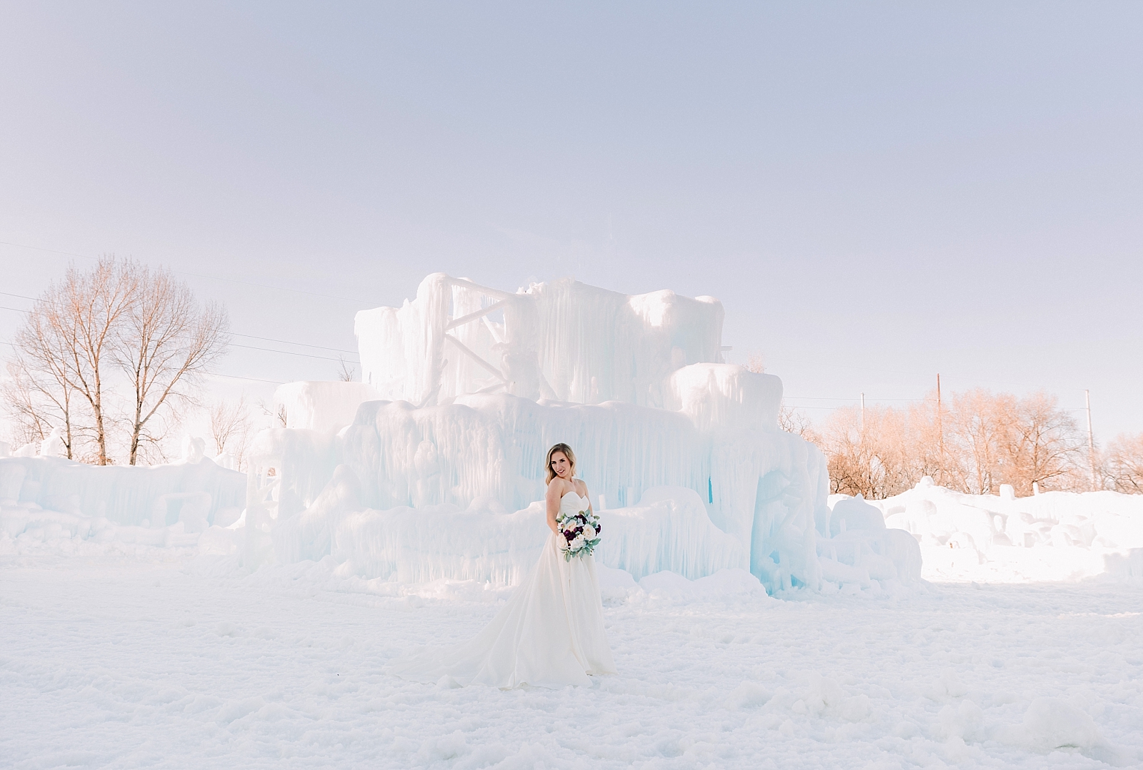 Snowy Romantic Elopement at LaBelle Lake Ice Palace in Rigby, Idaho ...