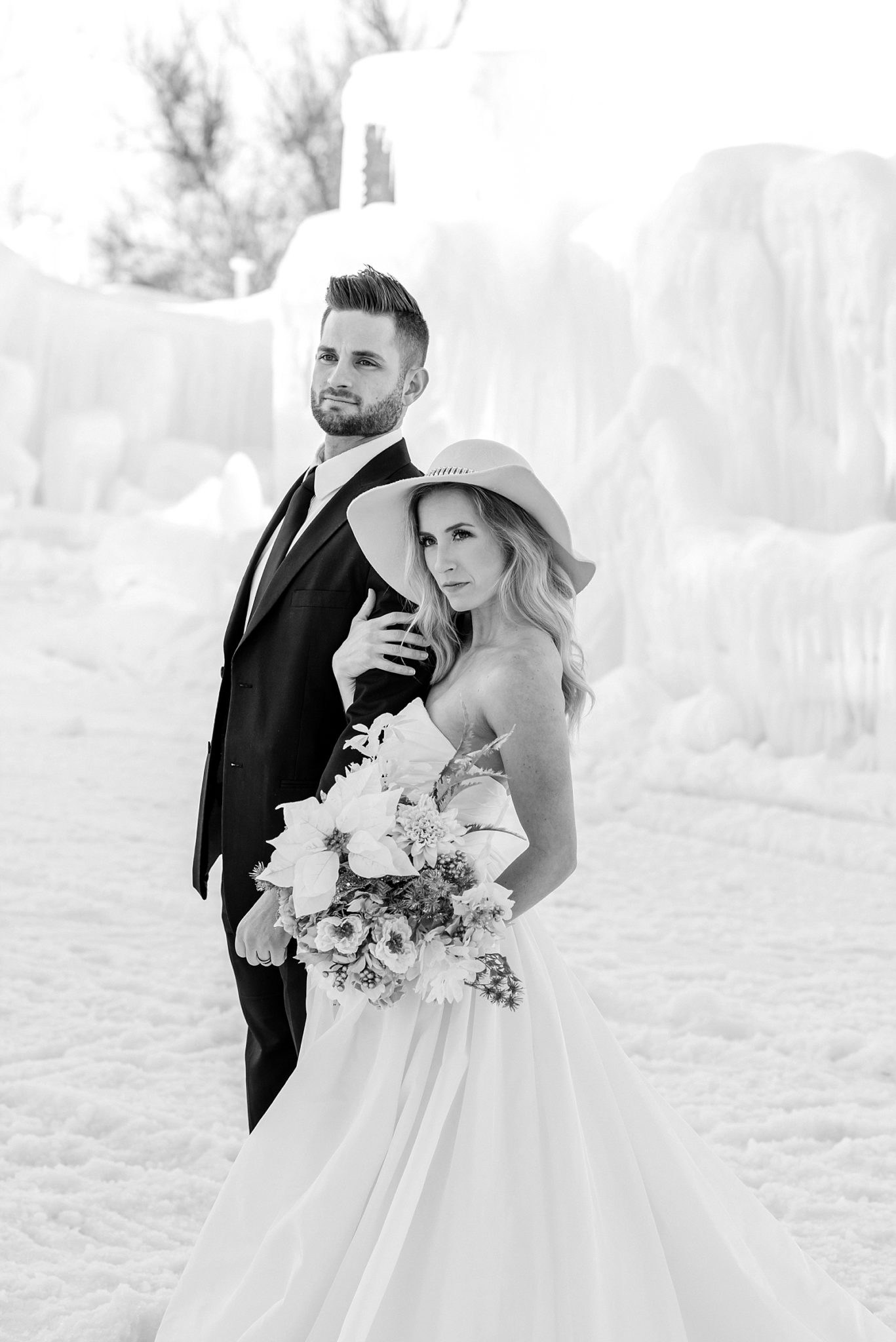 Snowy Romantic Elopement at LaBelle Lake Ice Palace in Rigby, Idaho ...