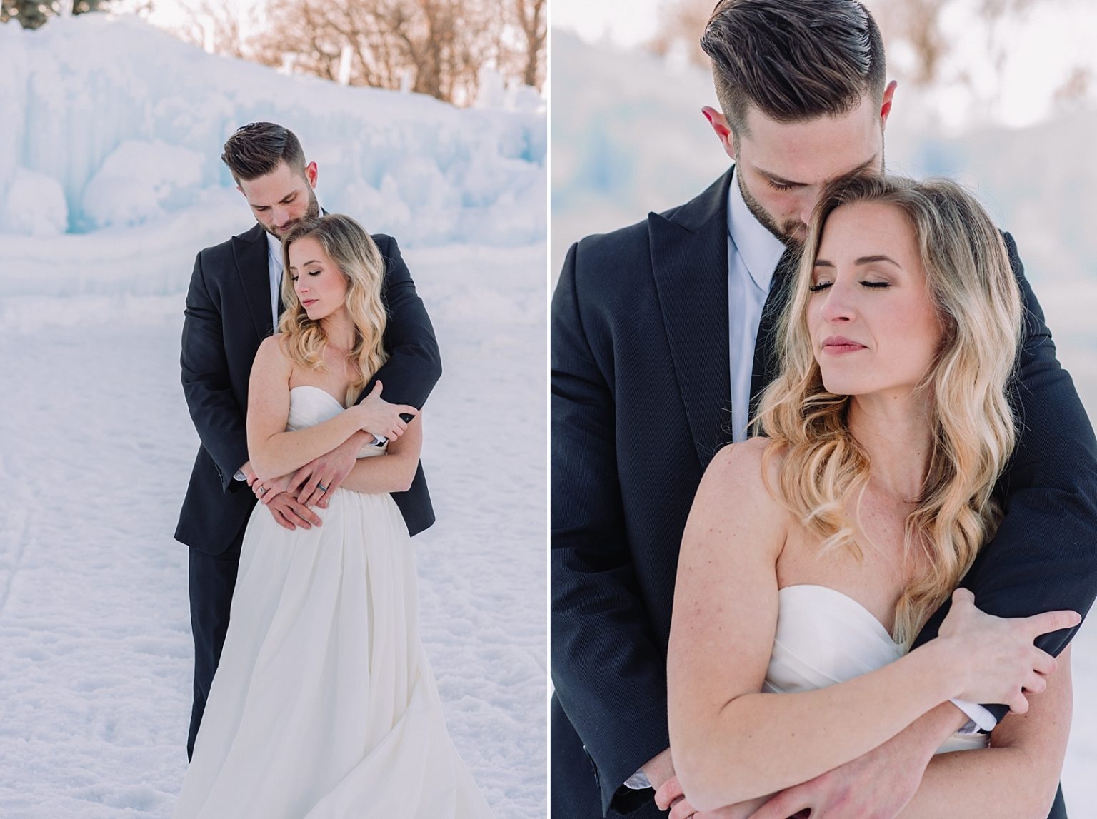Snowy Romantic Elopement at LaBelle Lake Ice Palace in Rigby, Idaho ...