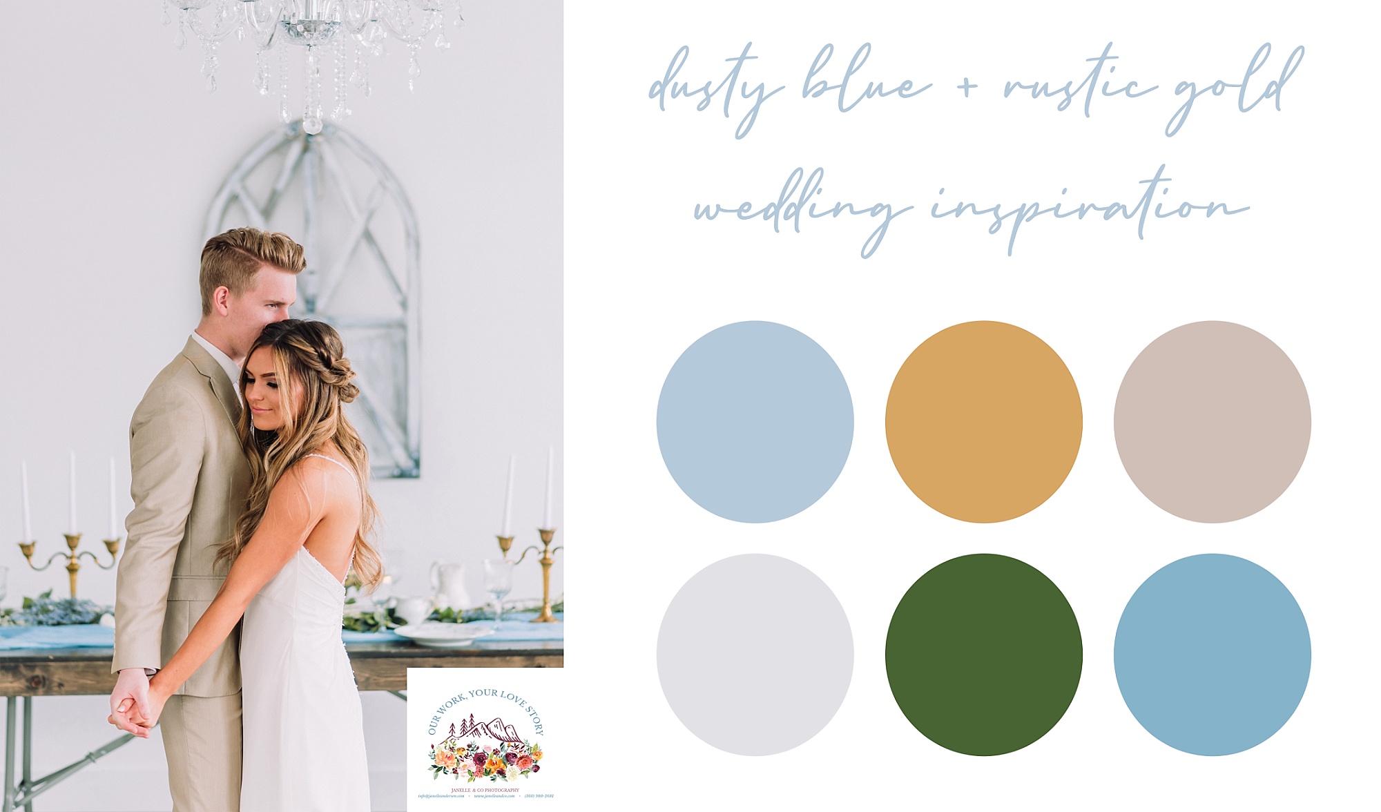 dusty-blue-and-rustic-gold-wedding-inspiration-color-board