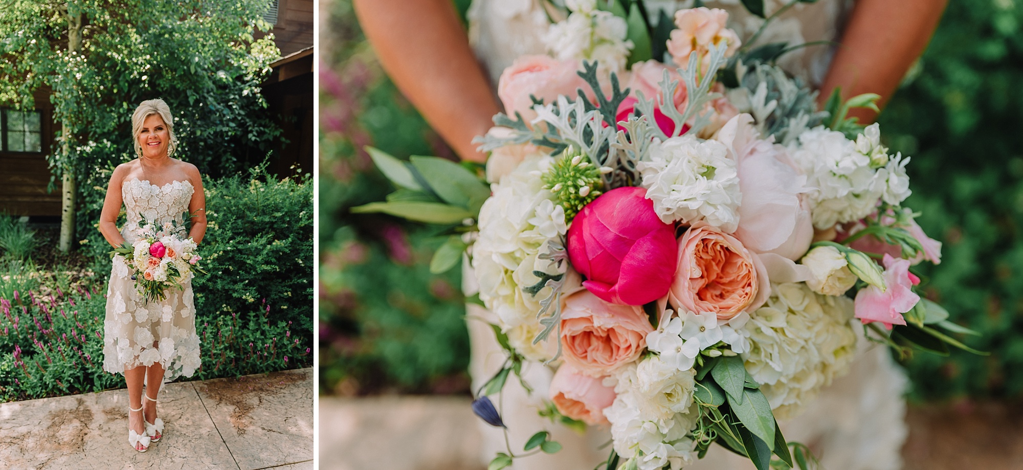 jackson hole florist designed this incredible pink and white bouquet filled with fresh cut florals for their day