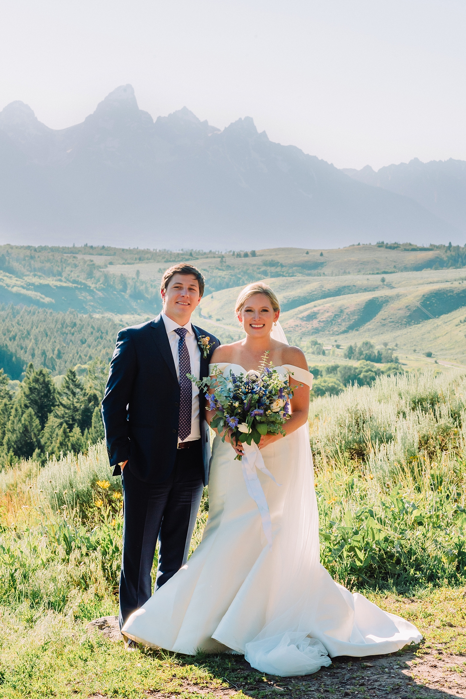 bride and groom teton mountains